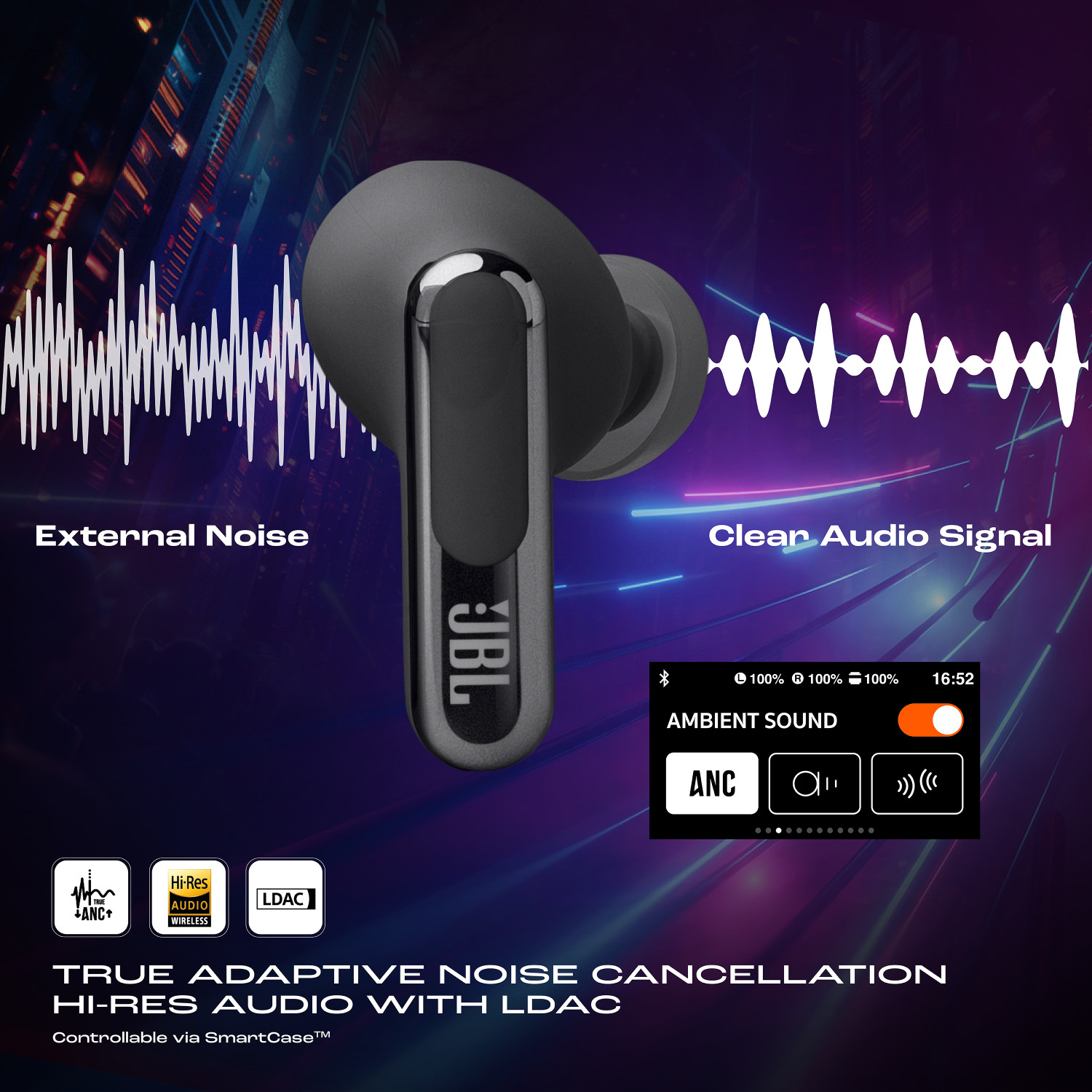 Image of JBL Live Beam 3, Hi-Res LDAC Audio ANC TWS, SmartCase,48H Runtime, Wireless Charging Bluetooth