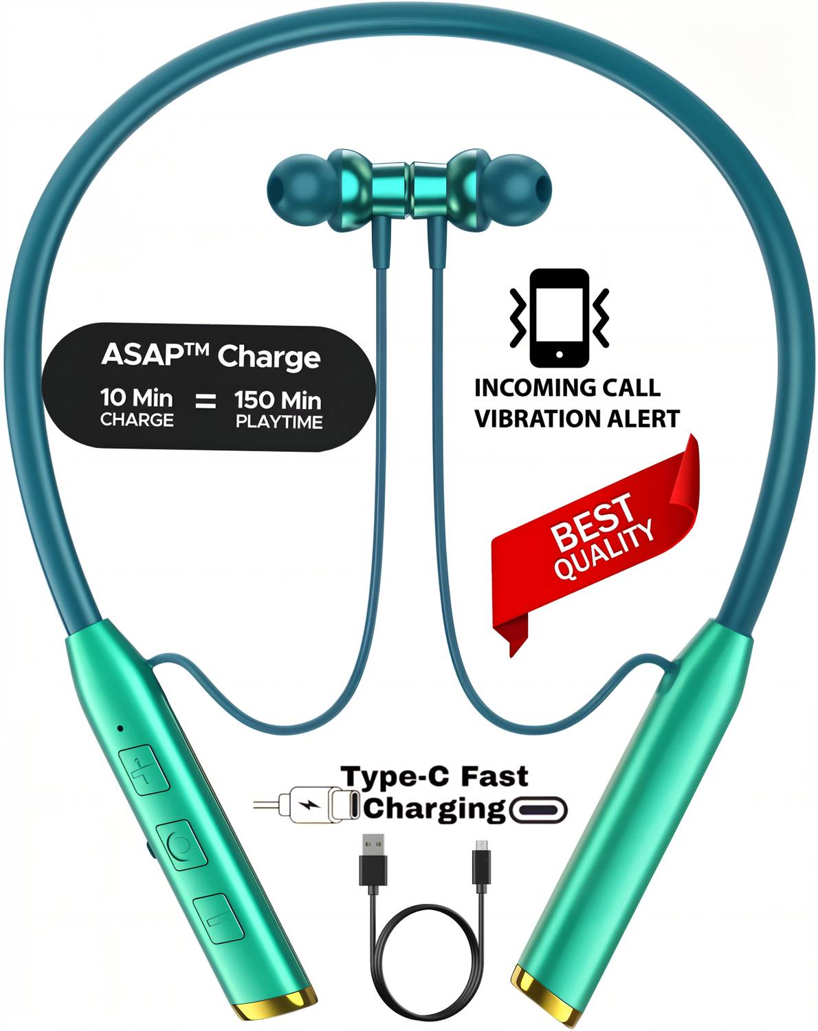 MR.NOBODY Vibration Alert, 48 Hours Playtime, ENC, HD Sound Quality & Stereo Bass N89 Bluetooth