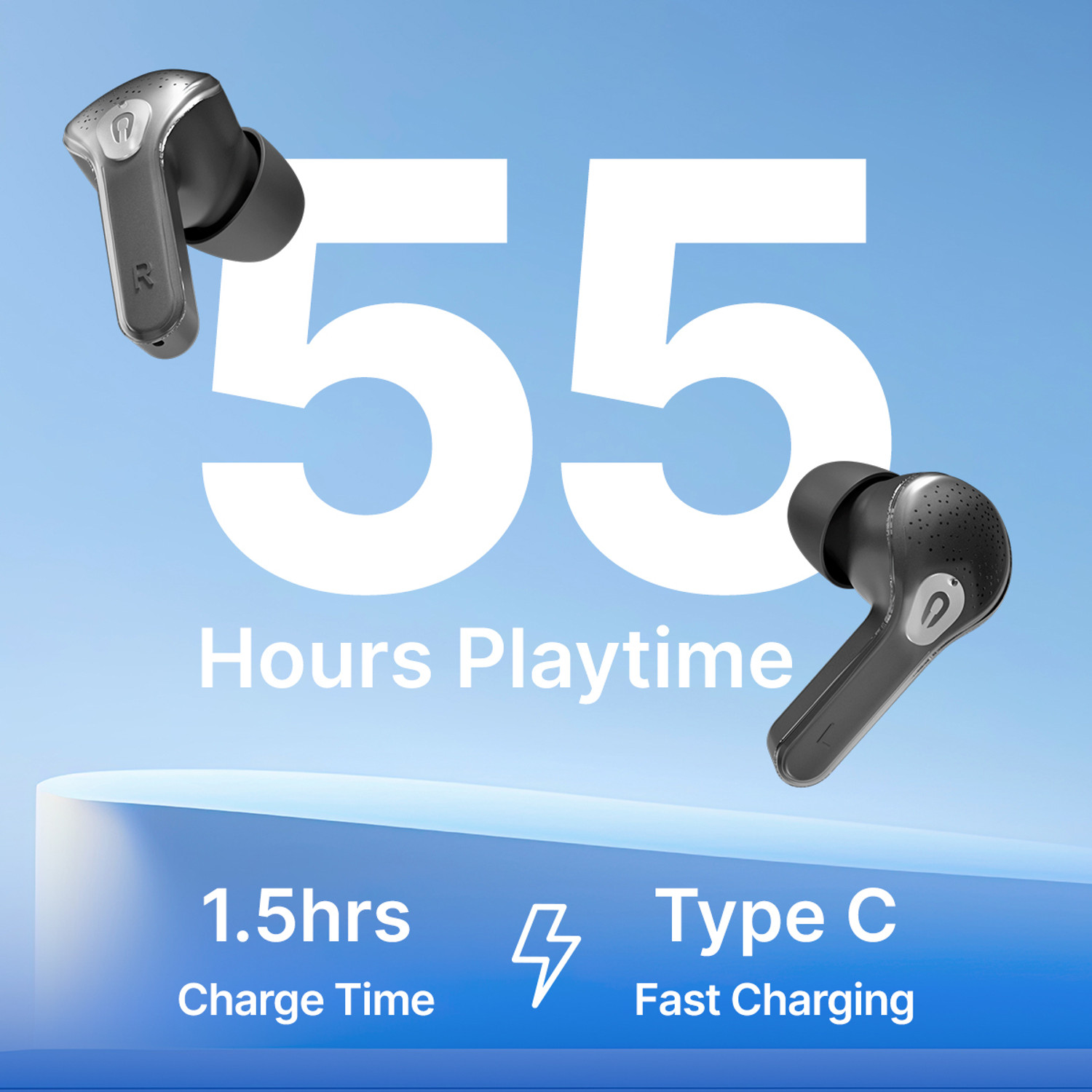 Image of PTron Bassbuds NX TWS w / Touch Screen, 55hrs Playtime, HD Mics & AI-ENC Clear Calls Bluetooth
