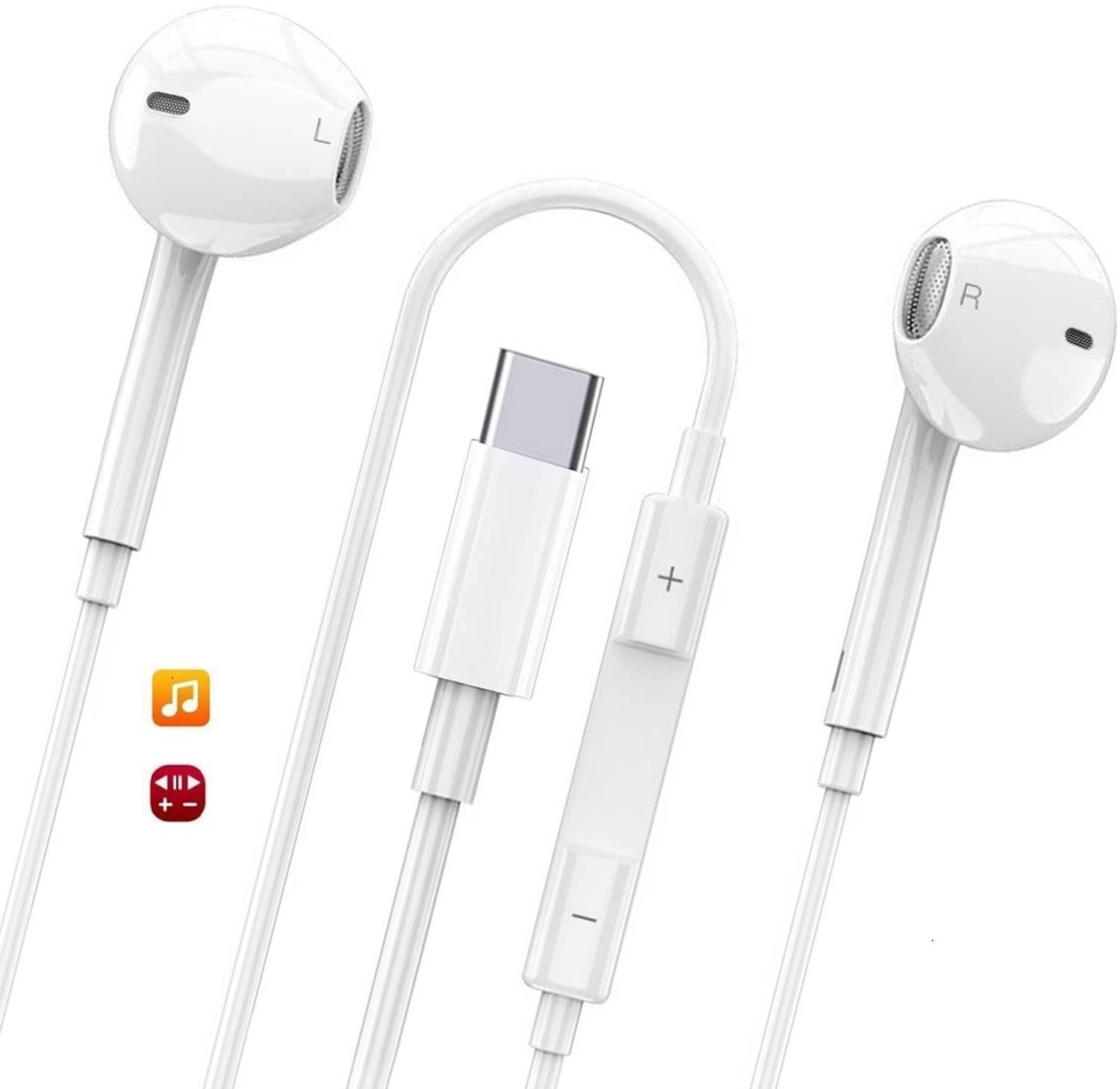 X88 Pro Type-C In-Ear Earphones with Mic Wired Headset (White, In