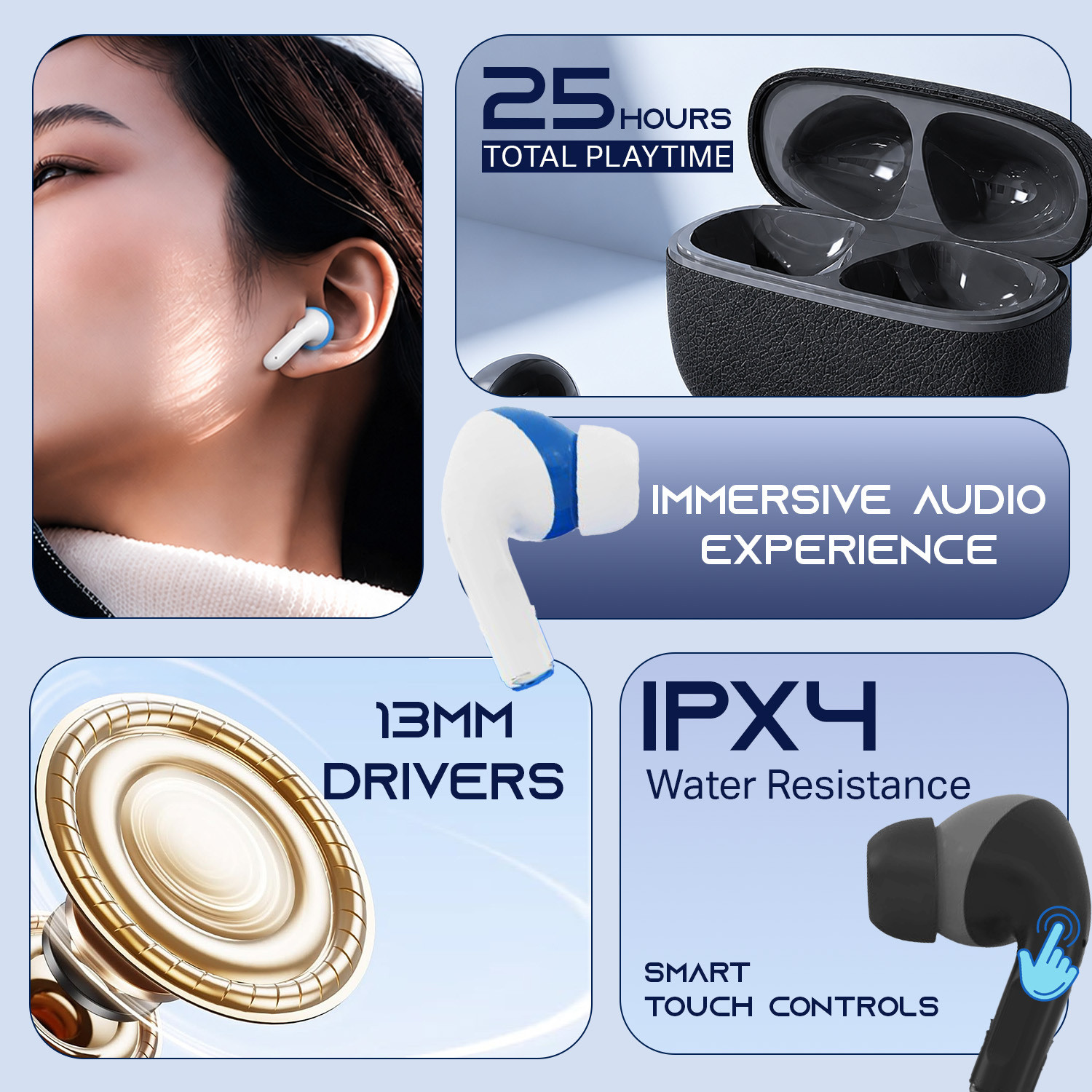 Image of Zovexi Airbuds True Wireless Earbuds with 13mm Drivers,Upto 30 Hours Playtime Bluetooth