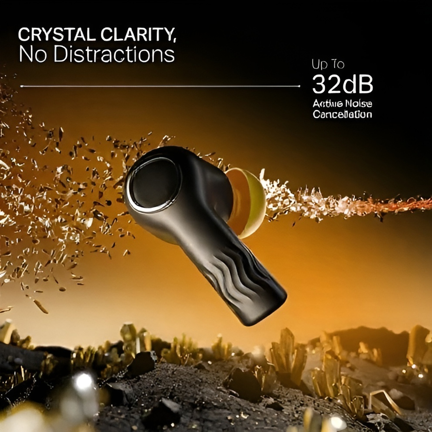 Image of Qvee Nirvana Crystal - 48Hrs Playtime Bluetooth Wireless Earbuds Headphone, Ai ANC-35 Bluetooth Gaming