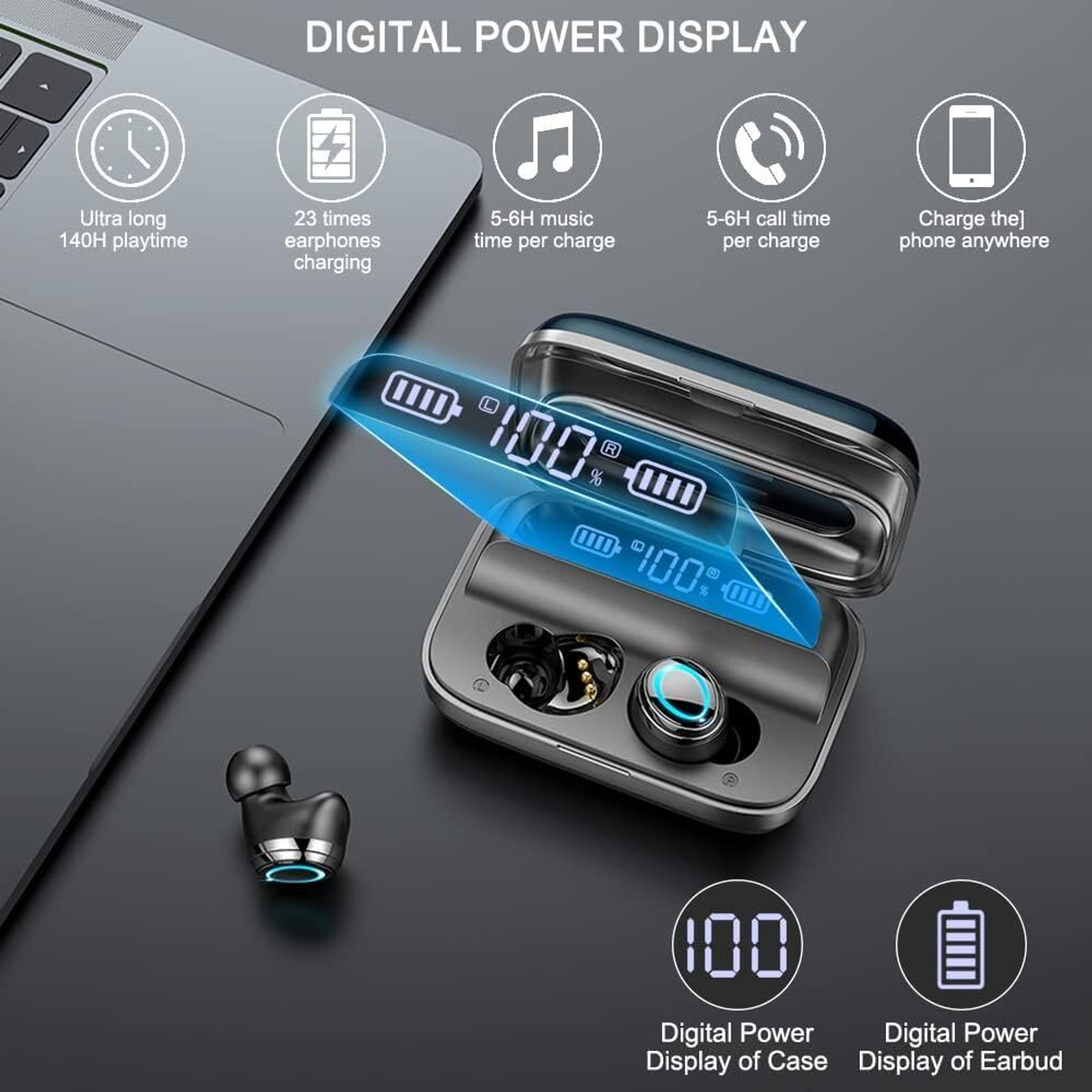 Image of DRUMSTONE M56 Dual Pack TWS Earbuds | 2 Pairs Wireless Bluetooth, 4 Waterproof Pods Bluetooth