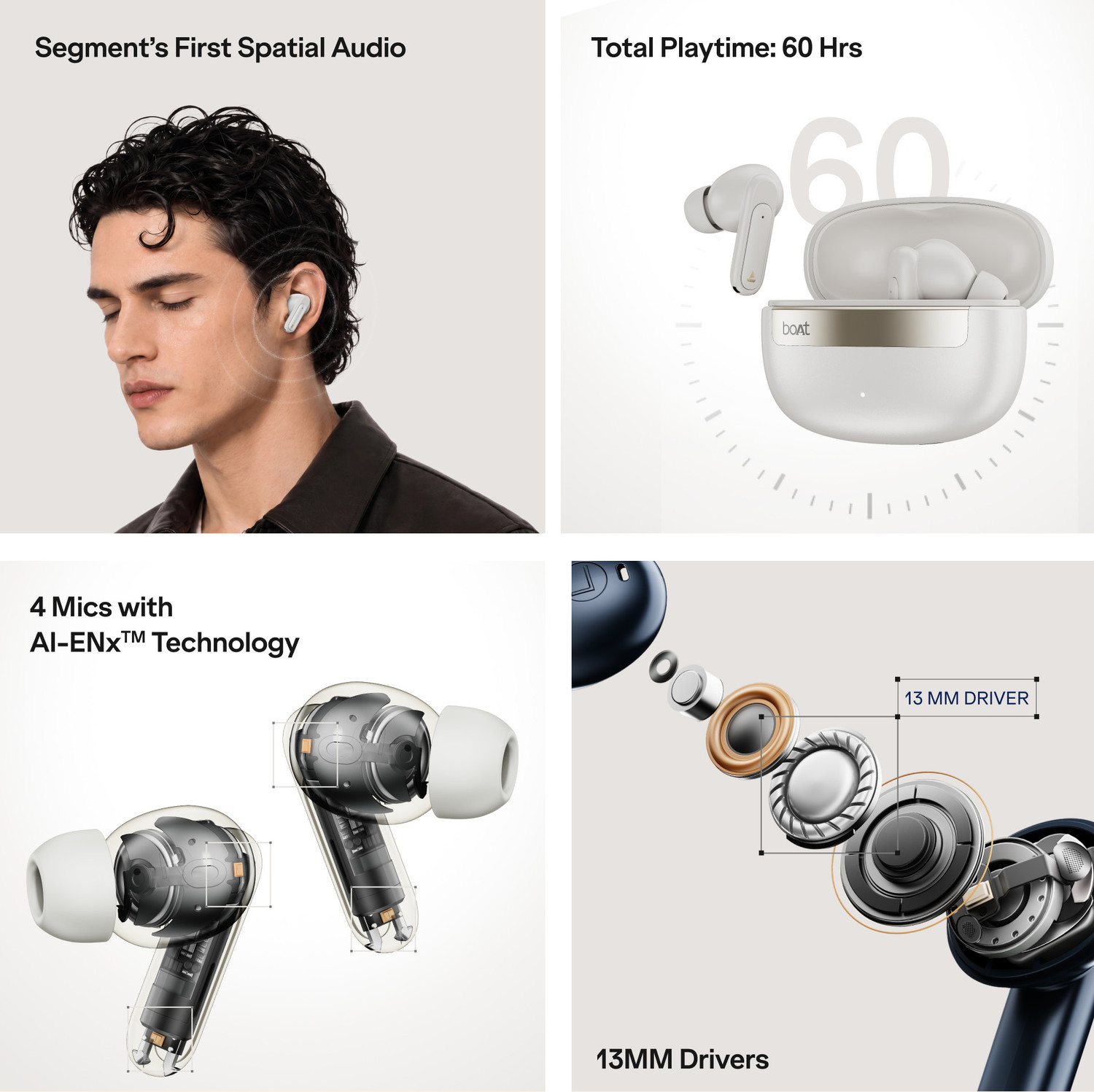 Image of boAt Airdopes Plus 223,Spatial Audio,60H Battery,Quad Mic,AI-ENx,Multi-Connect,BTv6.0 Bluetooth