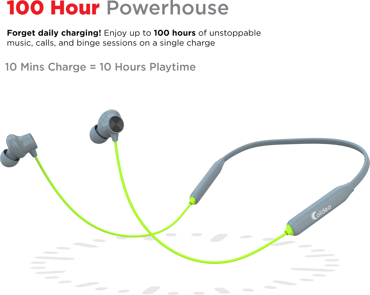 Image of Caidea CNB100 Bullet Z2 Upto 100 Hrs* Music,ENC,Magnetic On /Off,Fast Charging Neckband Bluetooth
