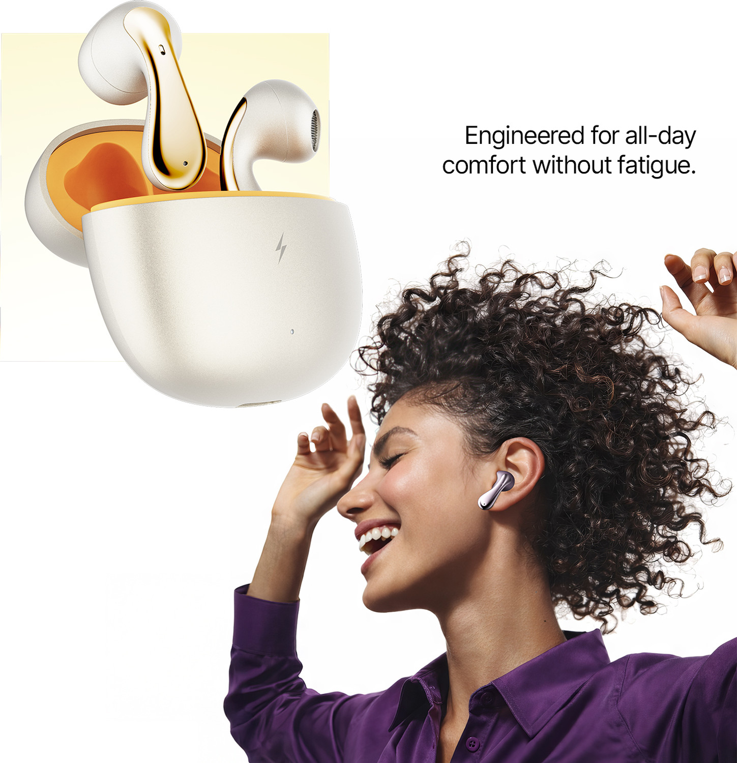 Image of Fire-Boltt Aero Lite TWS Earbuds, Custom EQ Profiles, 50H Battery, Quad Mic ENC, BT 5.4 Bluetooth