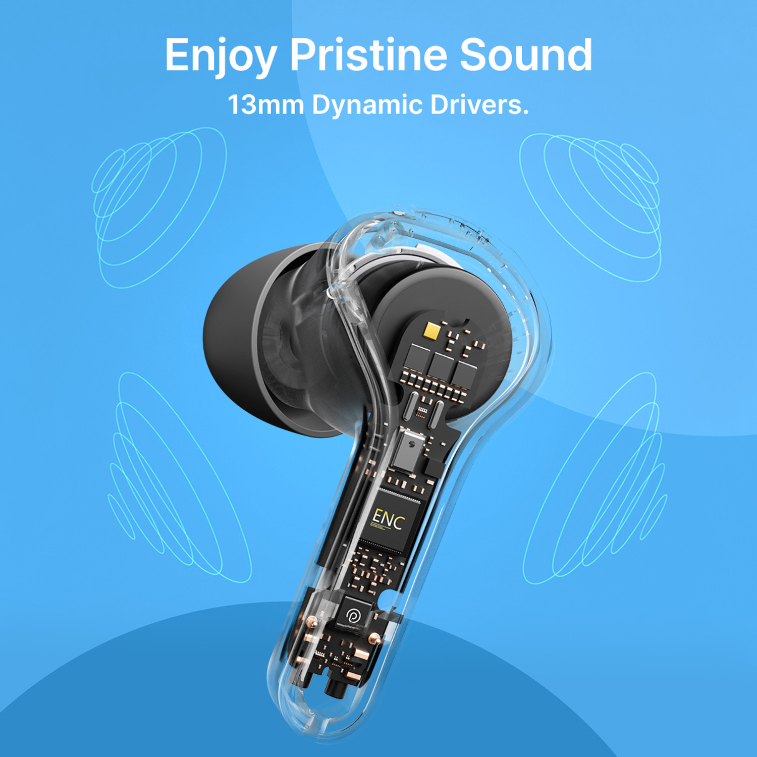 Image of PTron Bassbuds NX TWS w / Touch Screen, 55hrs Playtime, HD Mics & AI-ENC Clear Calls Bluetooth