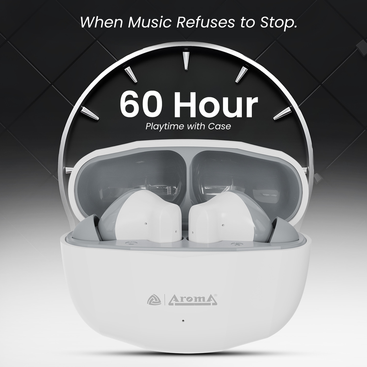 Image of Aroma TWS4 V5.4 Upto 60Hr Playtime*, ENC, Dual Paring, Fast Charging, Heavy Bass Bluetooth