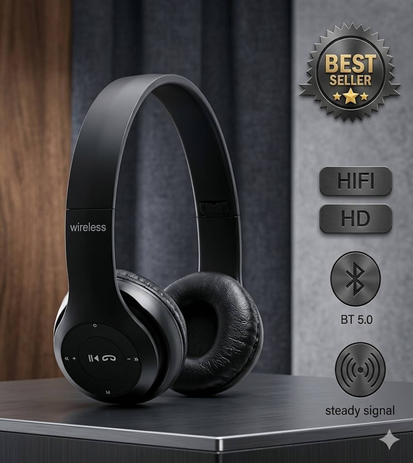 Worricow Bluetooth Headphones with Mic - Image 1