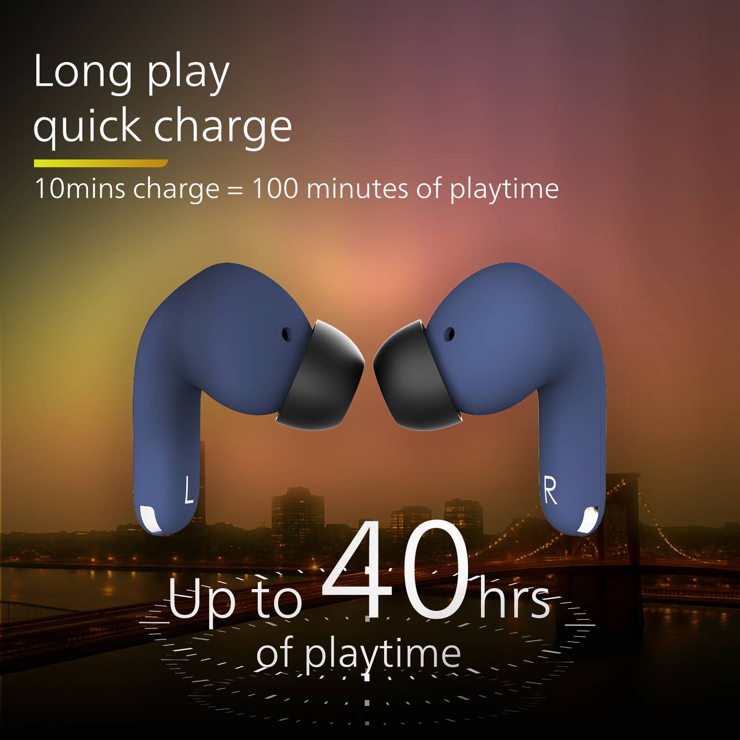 PHILIPS TAT1269 TWS Earbuds, 40H Playtime, BT 5.4, IPX5, Cosmic Blue - Image 5