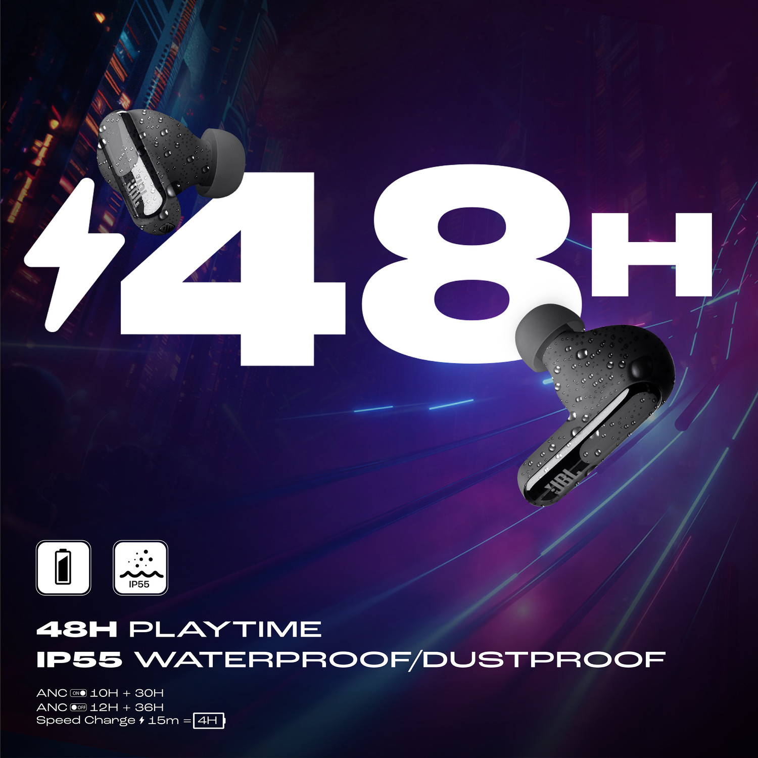 Image of JBL Live Beam 3, Hi-Res LDAC Audio ANC TWS, SmartCase,48H Runtime, Wireless Charging Bluetooth