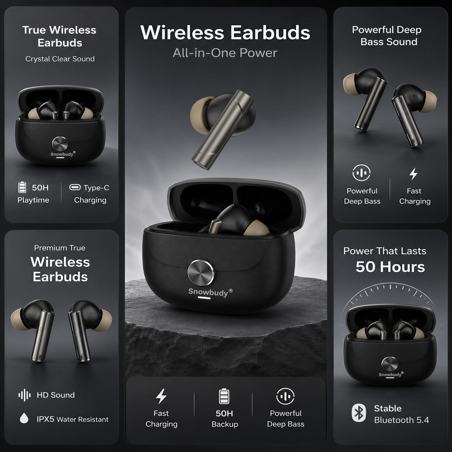 Image of snowbudy Coach Buds TWS Earbud up to 50HR Playback, Ai Mic Clear Call 3D Spatial Audio-7 Bluetooth Gaming