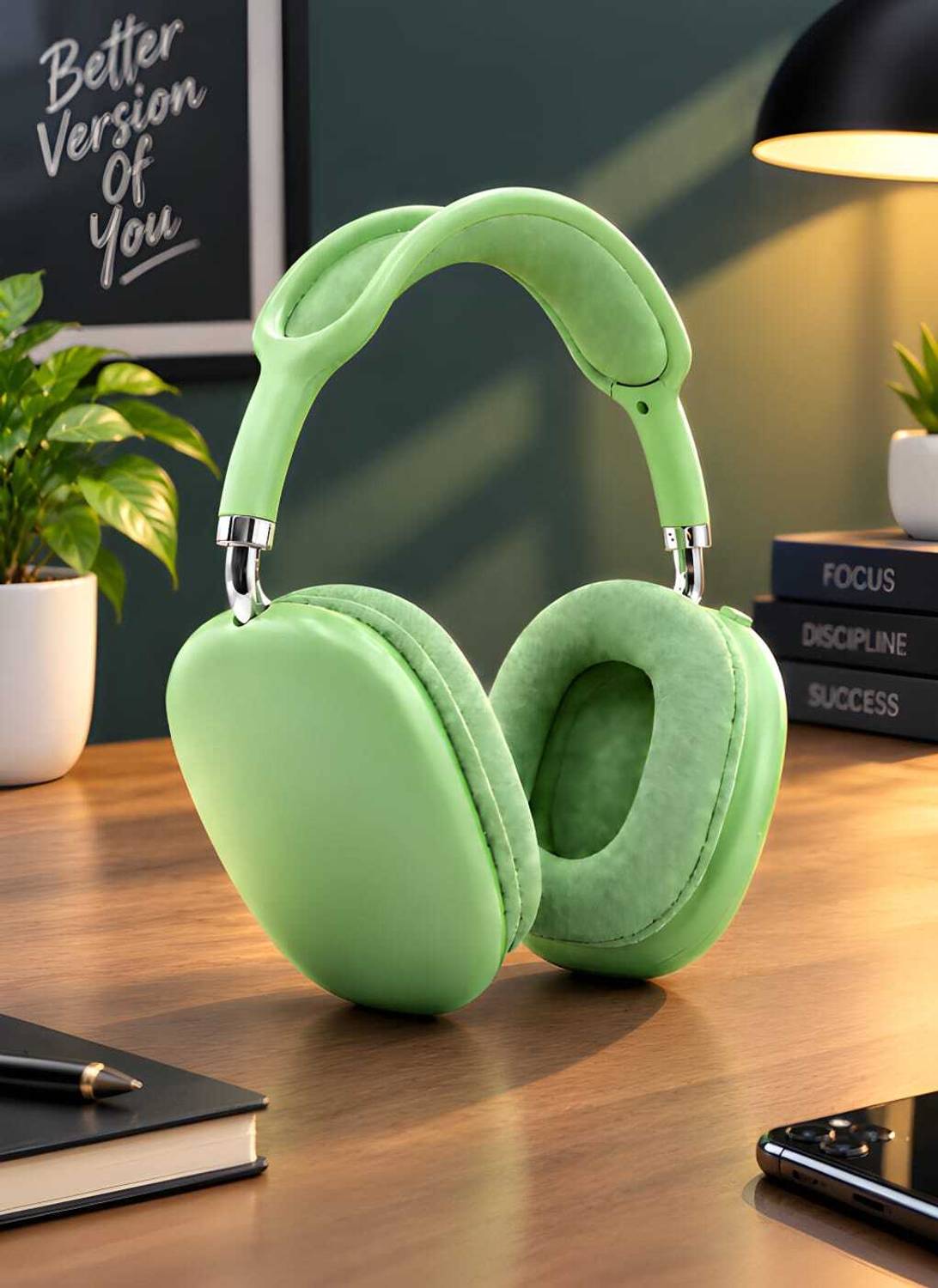 RAJUCO P9 Green Bluetooth Wireless Over Ear Headphones - Image 1