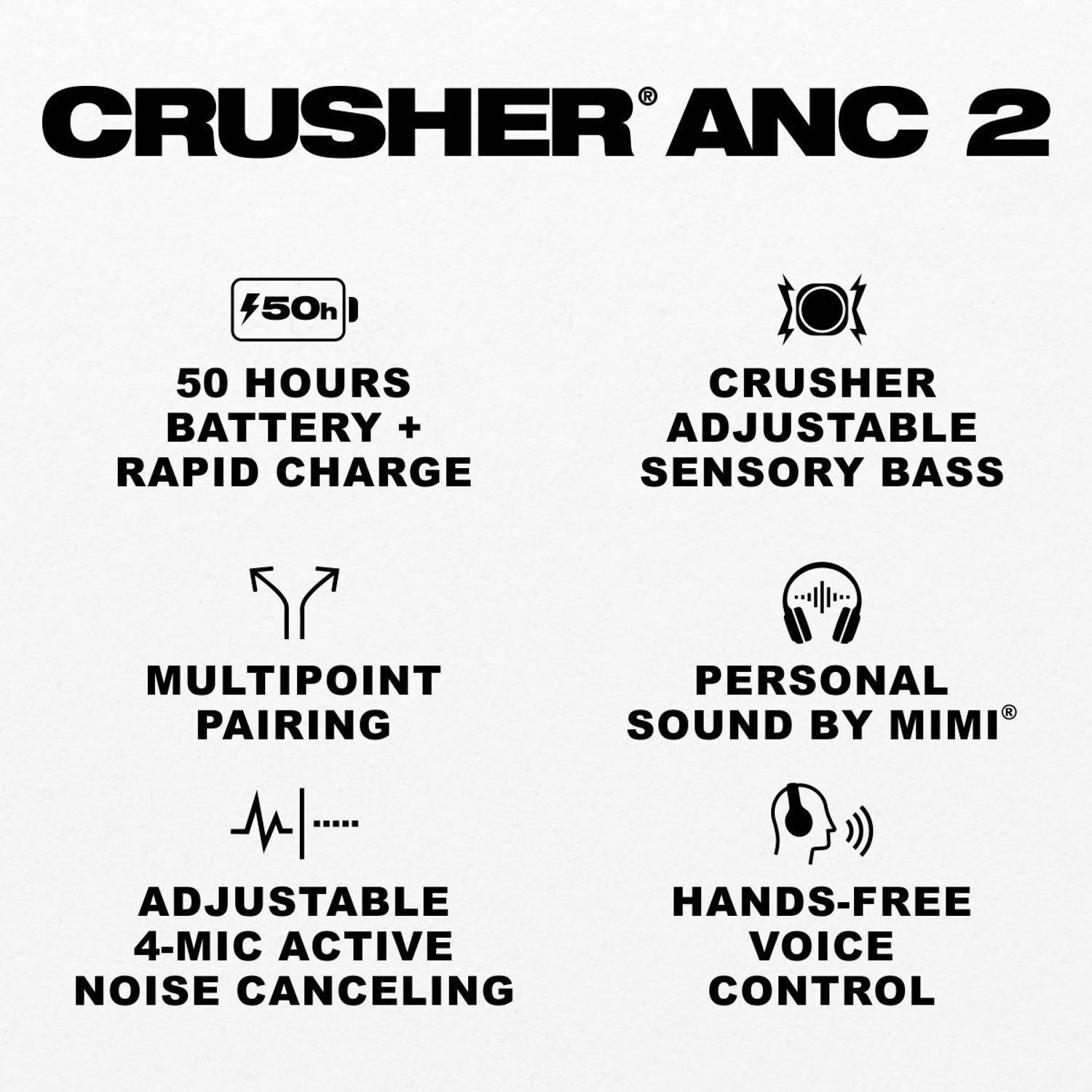 Skullcandy Crusher ANC 2 Headphones with Sensory Bass - Image 3