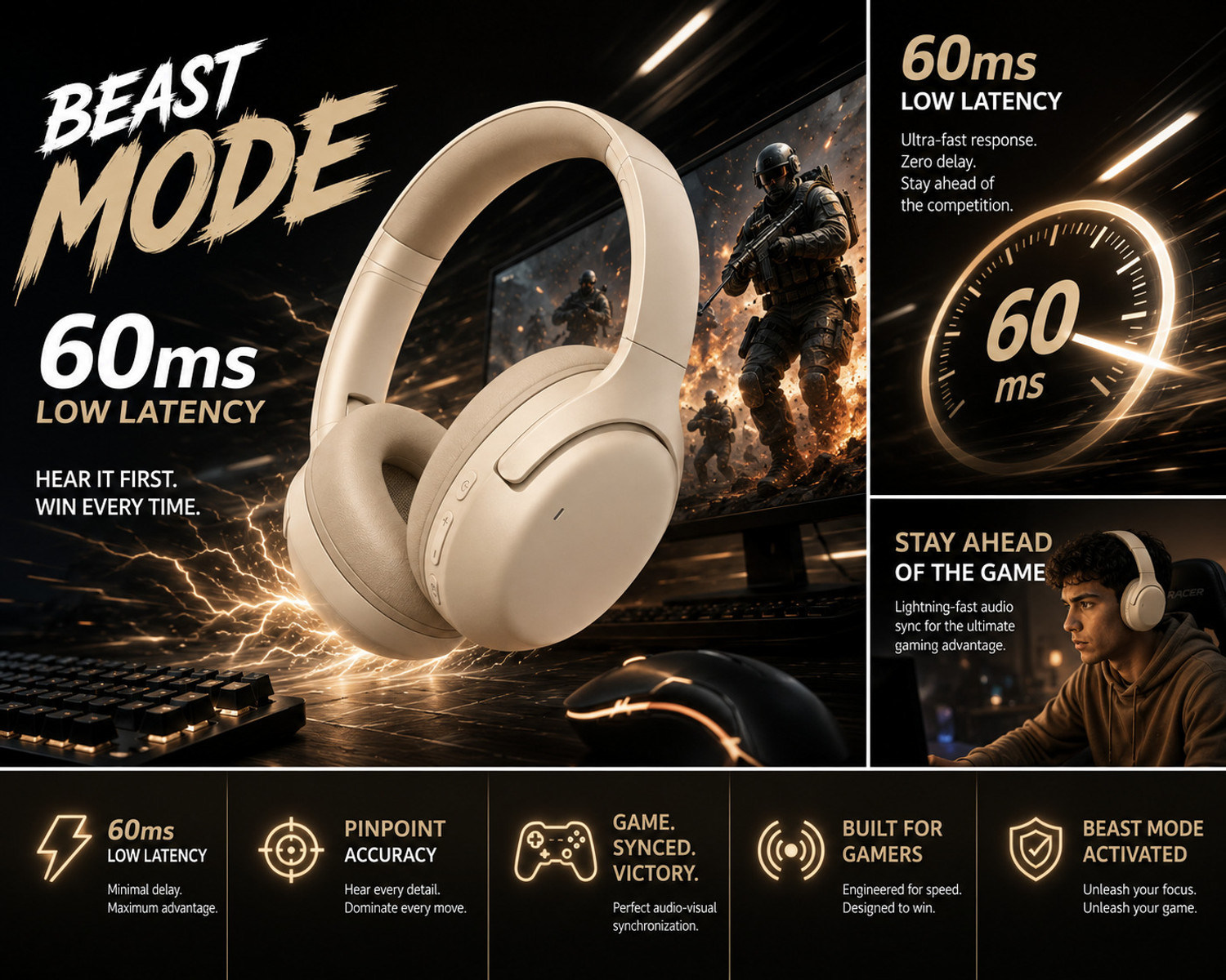 Image of JOKIN 40H Play Super Bass ANC BT Wireless Headphone with Mic Foldable Design & Aux P64 Bluetooth & Wired