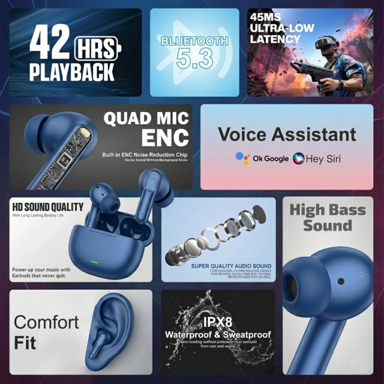 Image of Snowbuds SB151 with Immersio Dolby Audio 3D Soundstage Earbuds Wireless with Deep Bass-2 Bluetooth Gaming