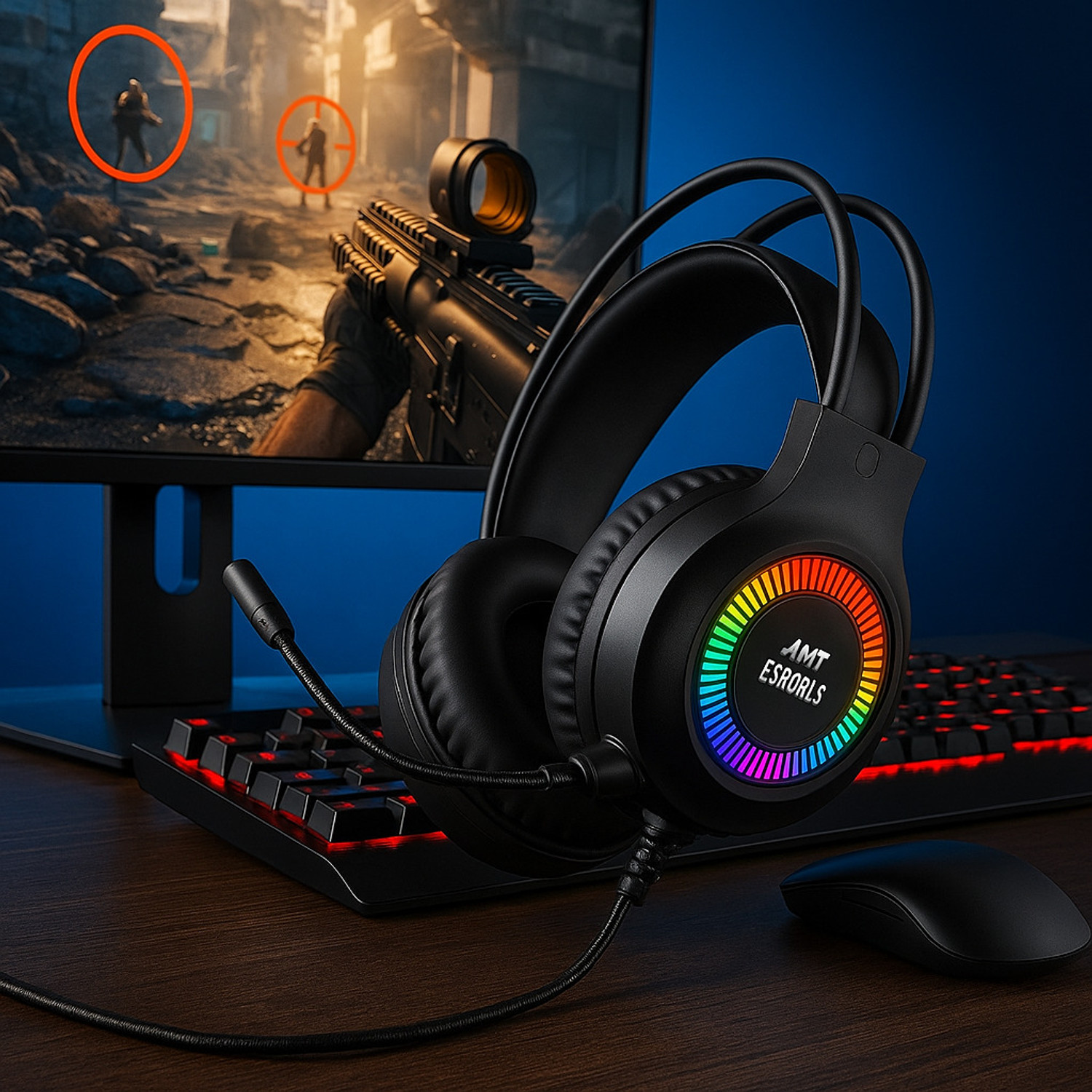 Image of Ant Esports Ant H580 Gaming for PS4 PC Xbox one PS5 Switch Laptop, Over Ear Headphones Wired Wired Gaming