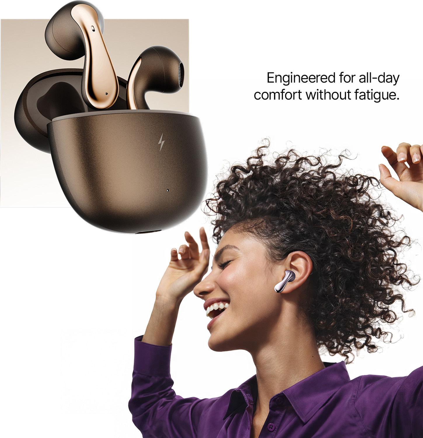 Image of Fire-Boltt Aero Lite TWS Earbuds, Custom EQ Profiles, 50H Battery, Quad Mic ENC, BT 5.4 Bluetooth