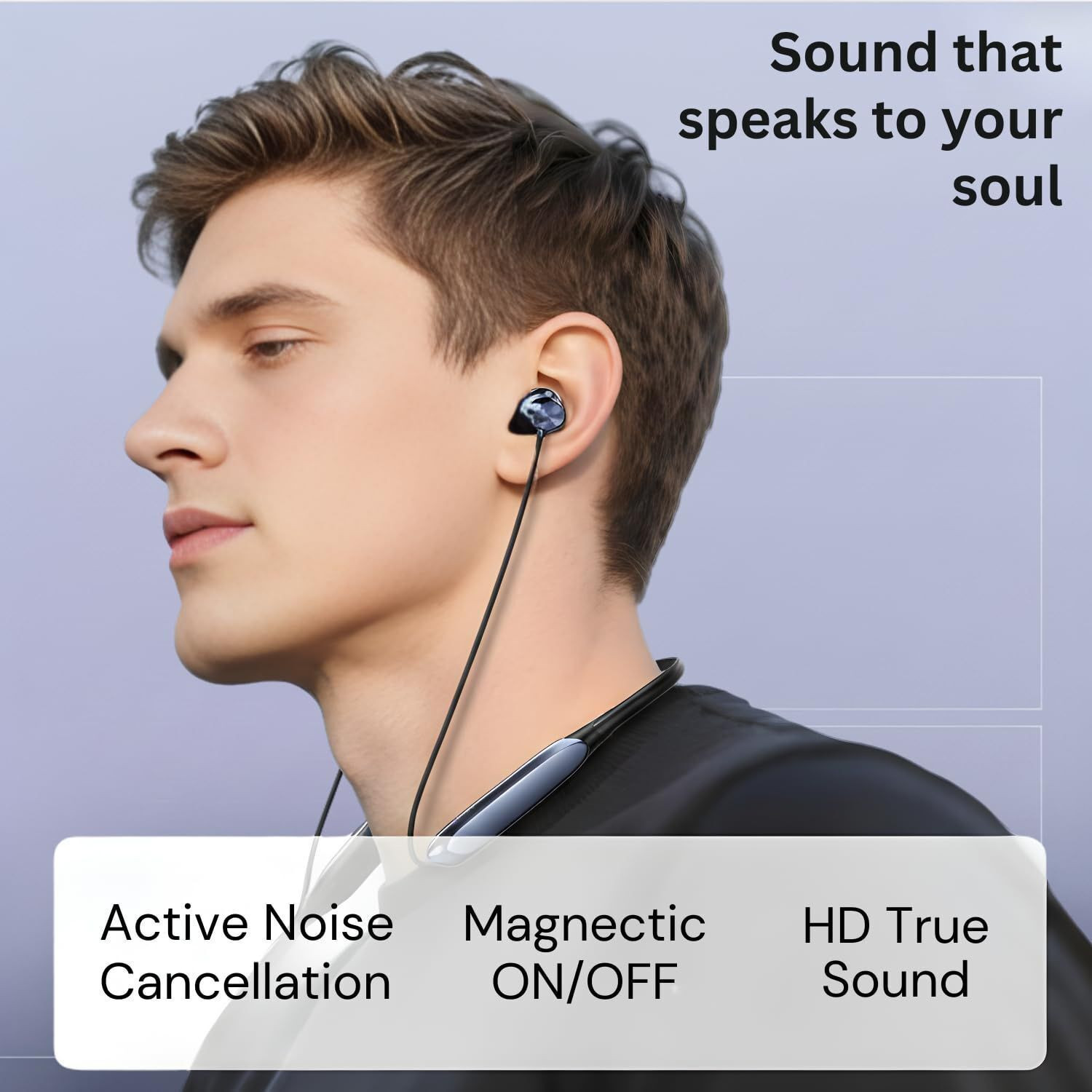 Image of ROKAVO Collar neckband long time battery backup headphone neckband earphone Bluetooth