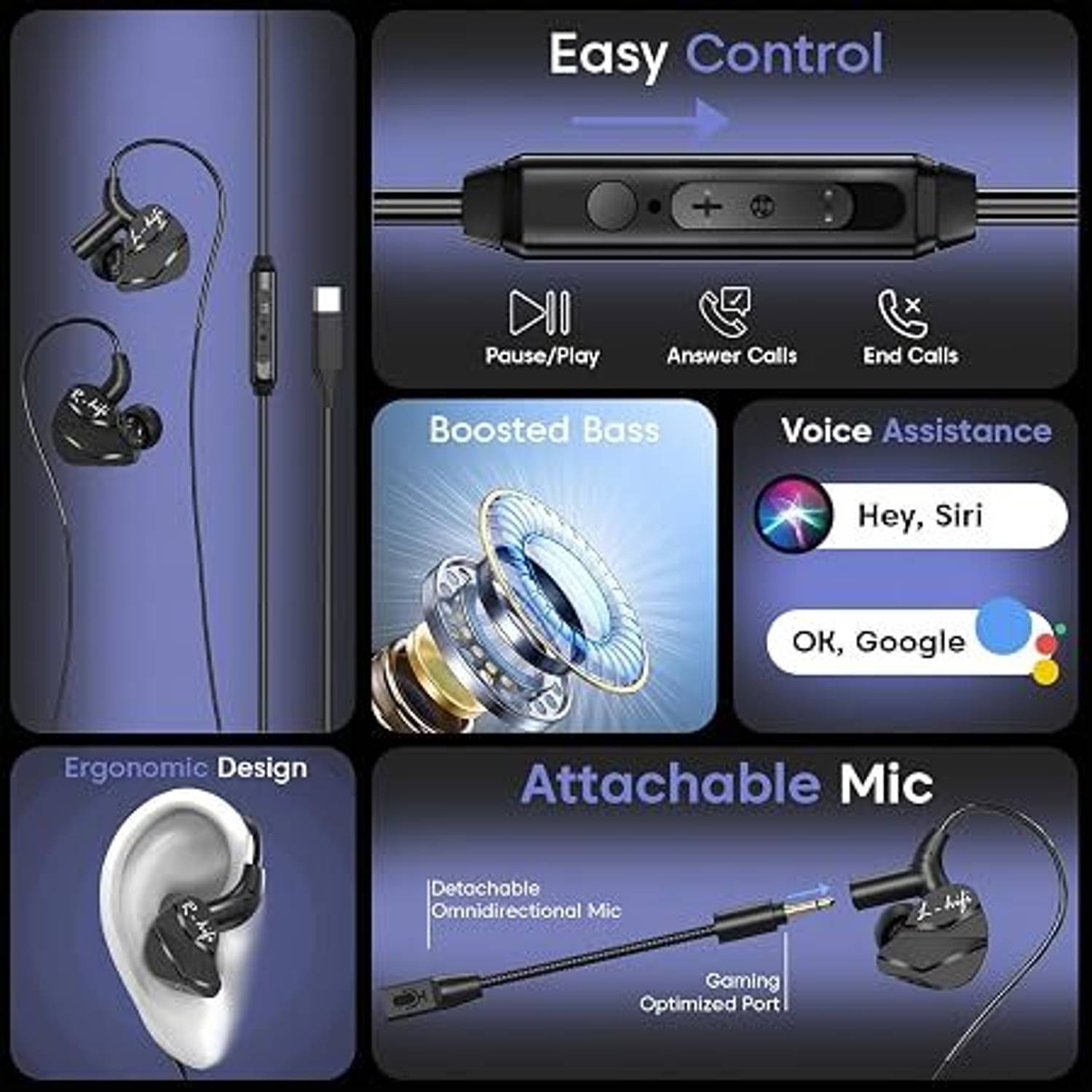 sounce Wired Earphones with Detachable Boom Mic - Image 2