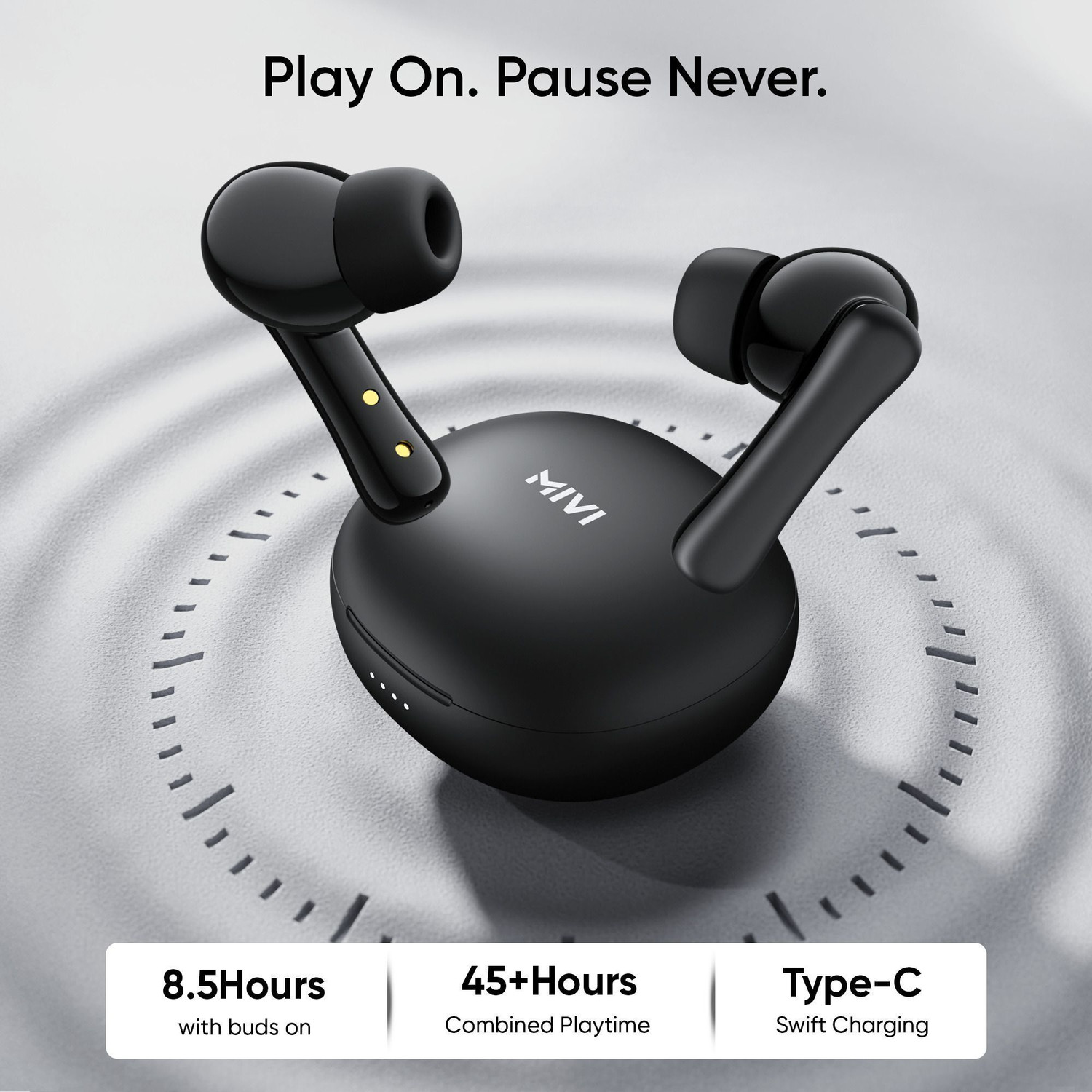 Image of Mivi Duopods I2, 45Hrs Playtime, HD Call, Fast Charging, IPX4, Low Latency, 5.3v Bluetooth