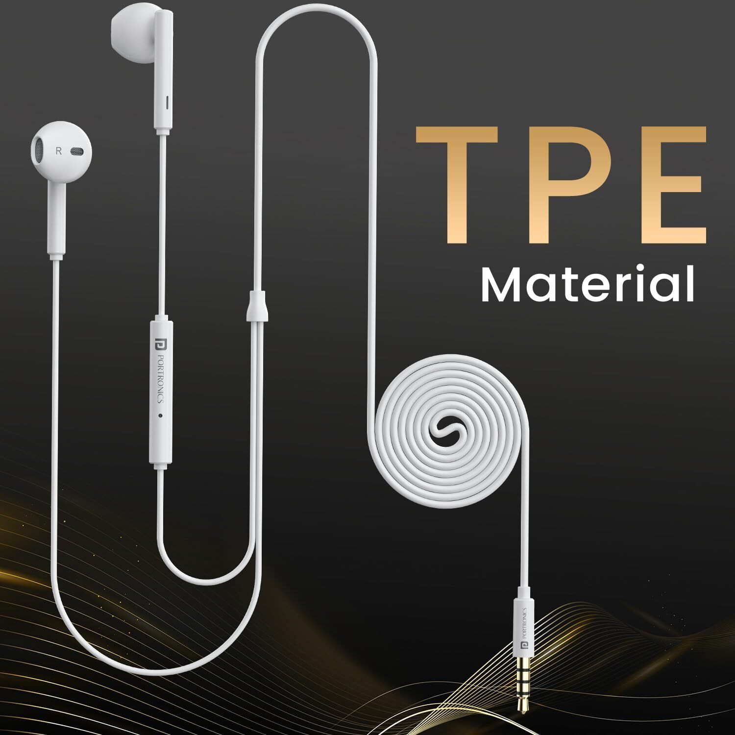 Image of Portronics Conch Theta A 3.5mm Wired Earphone With HD Quality In-Line Mic,14.2mm Driver Wired