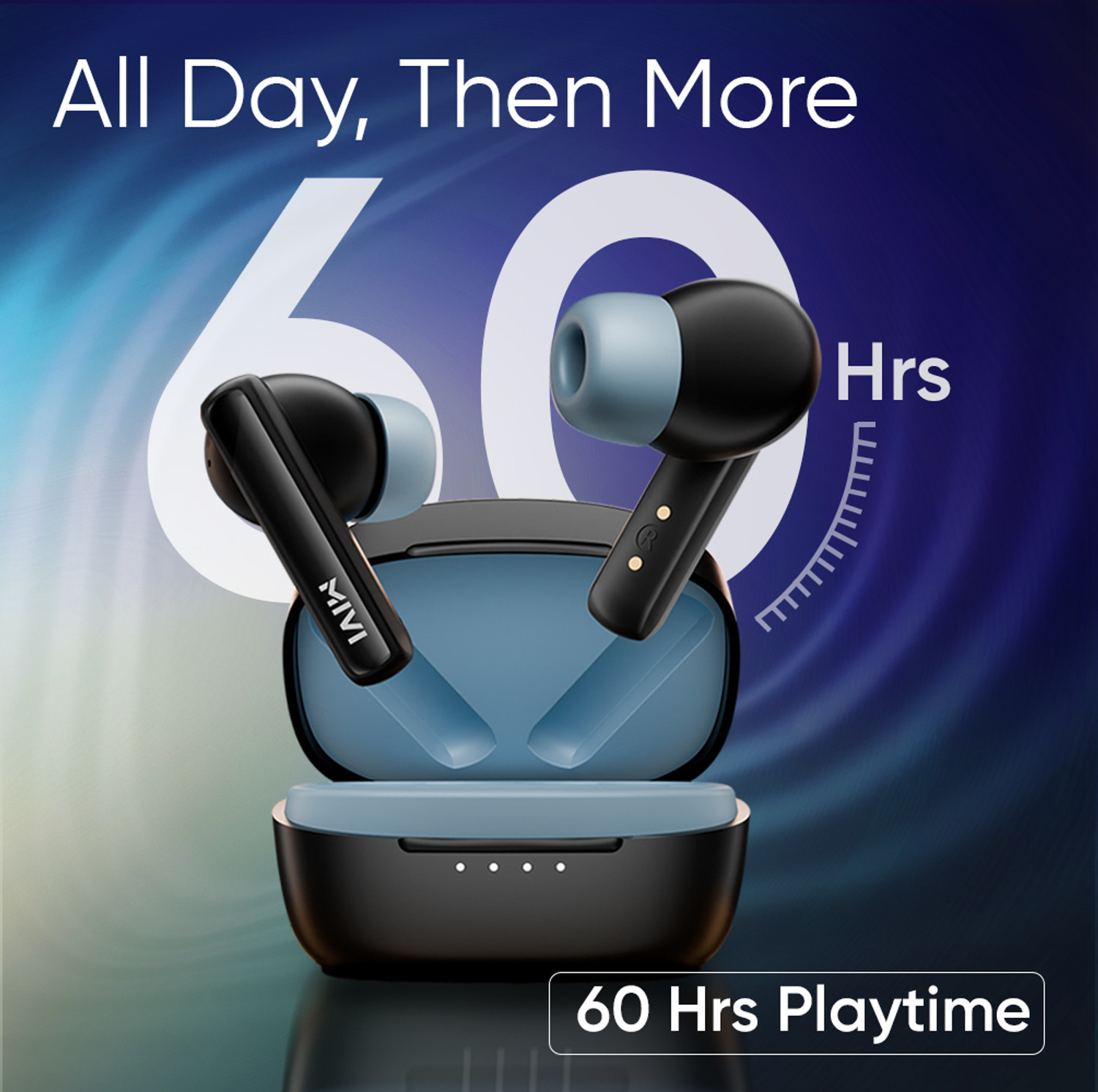 Image of Mivi Mivi DuoPods Oris Bluetooth Headset, 60 Hours Battery Life, AI ENC, Matte Black Bluetooth