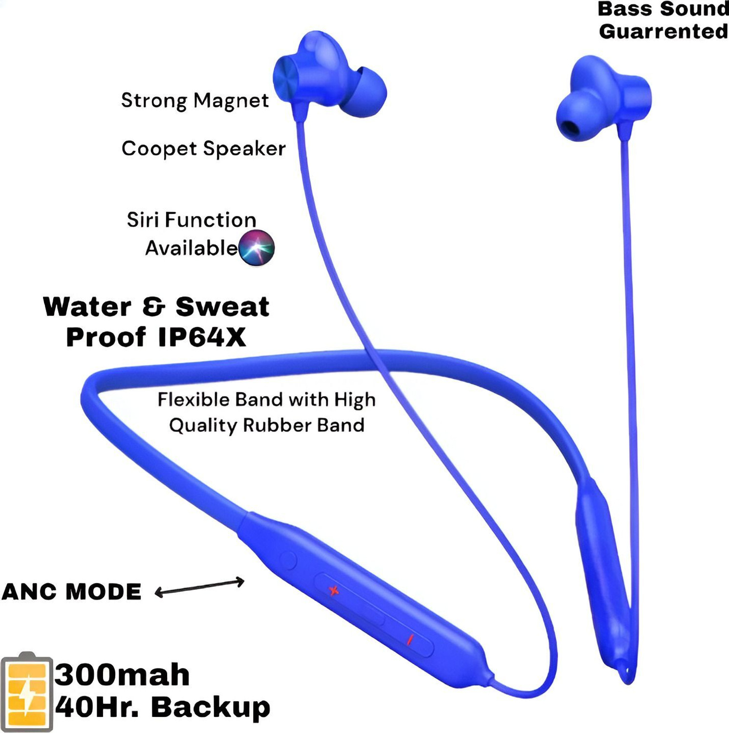 Image of Kidzee store Z2-Bullets Z2 - MAGNETIC POWER OFF /ON 48Hr Playtime Headphone Neckband P434 Bluetooth