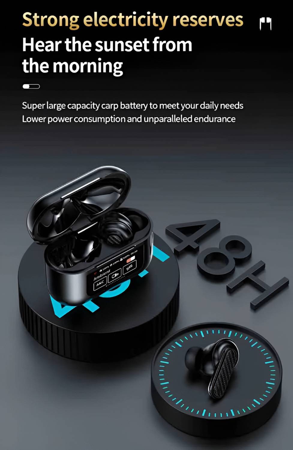 YW08 Touch Screen TWS with 32db ANC + ENC Premium Earbuds, Low Latency Gaming Bluetooth Headset - Image 5