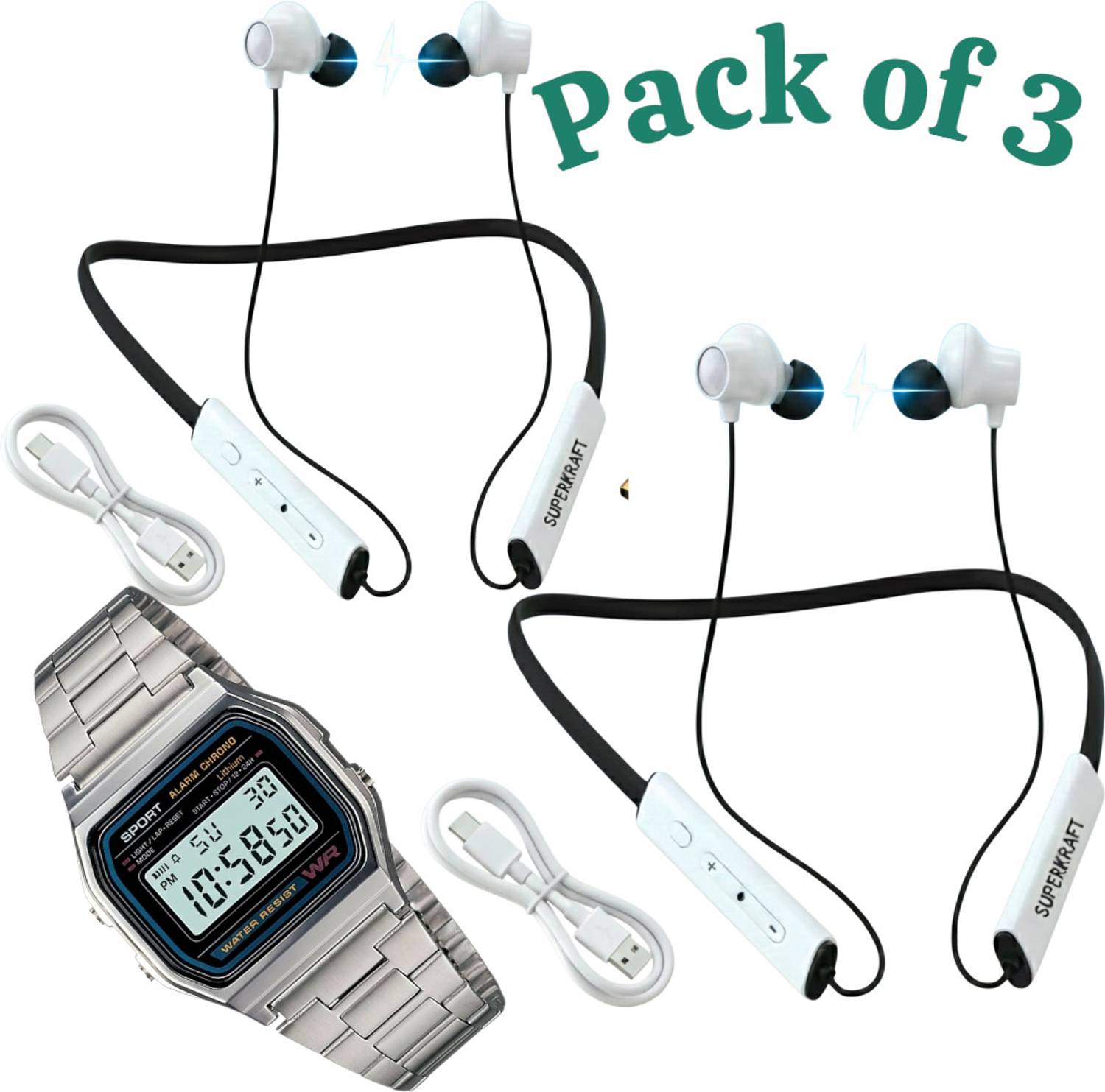 Superkraft New Magnetic Power Auto OFF/ON 48hr Playtime Neckband Headphone Fast Charging Bluetooth