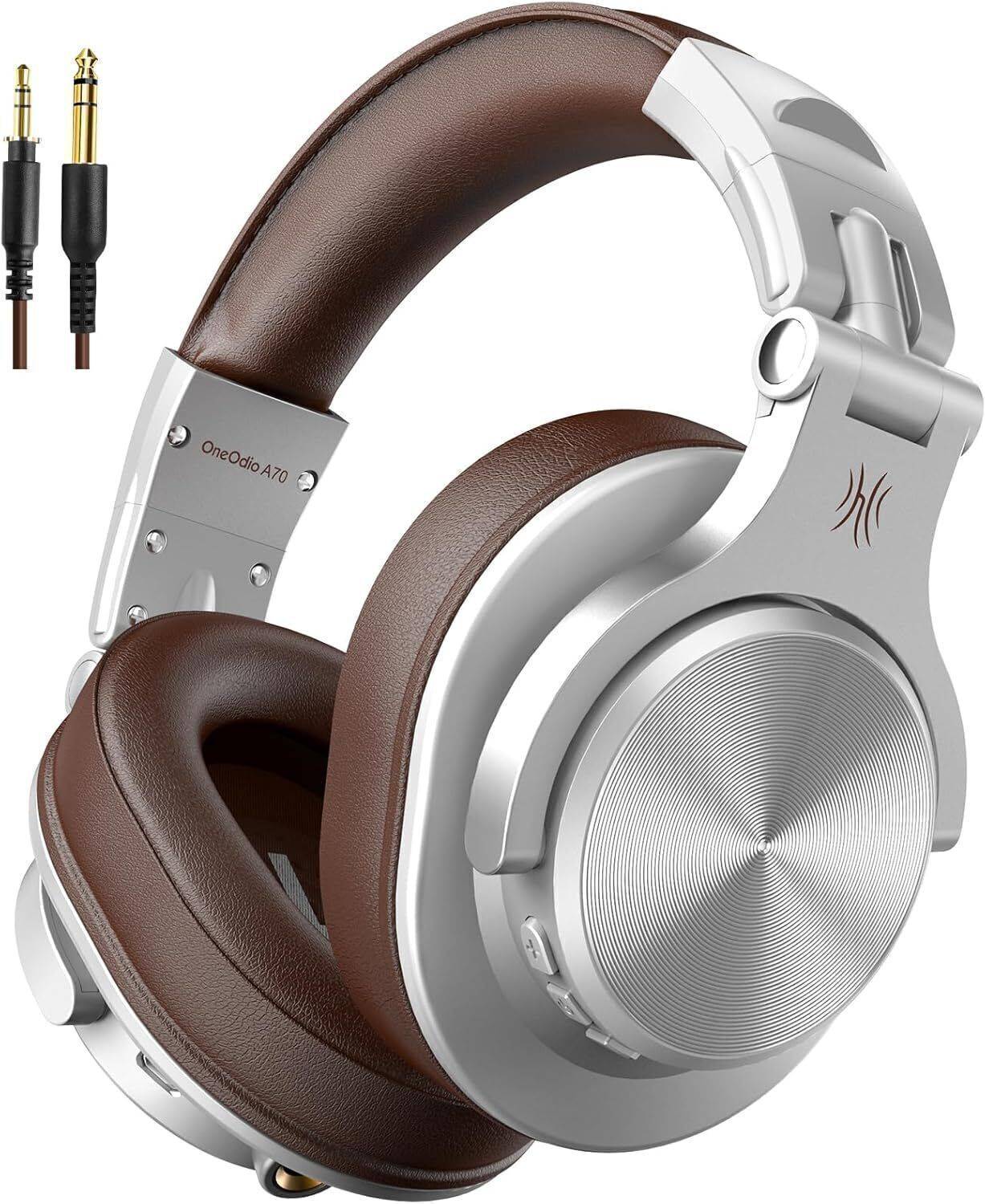 Oneodio A70 Bluetooth & Wired Headset (Silver, On the Ear)