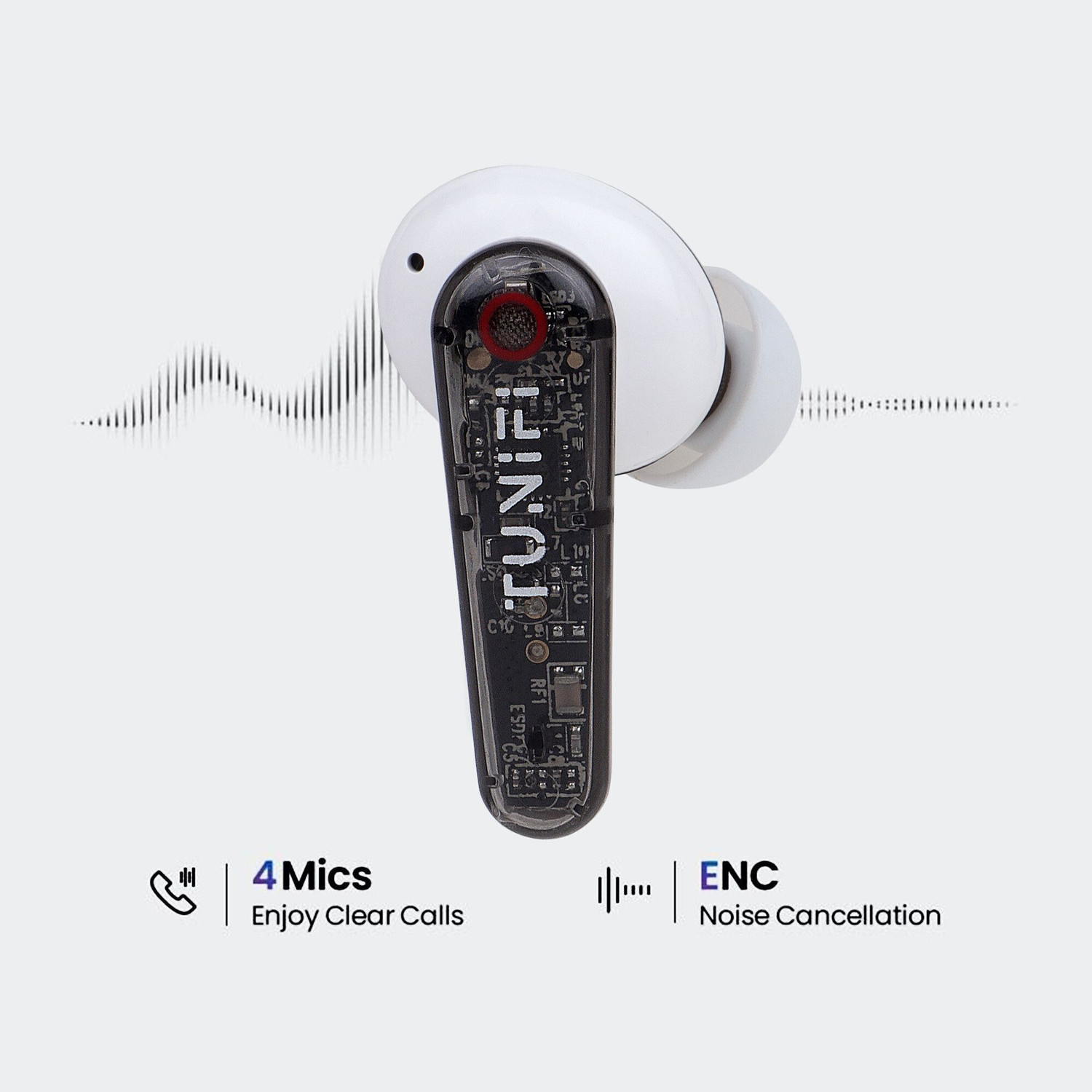 Image of HODOPHILE TWS Earbuds l IMMERSE Transparent l 5.2 l Upto 24Hr Playtime Bluetooth