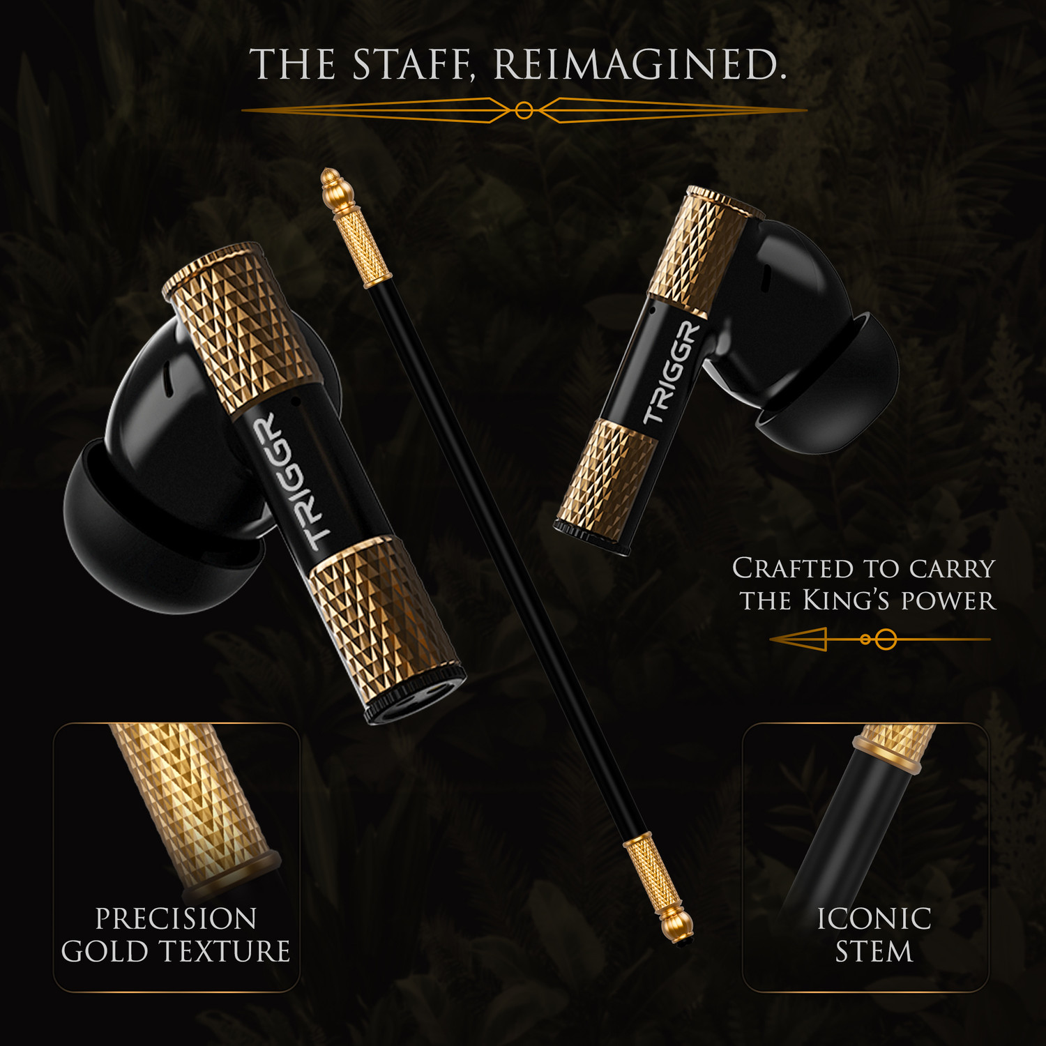 Image of TRIGGR Wukong 35dB ANC, 4-mic ENC, Dual Pairing, 60H Battery, Monkey-king Design, v6.0 Bluetooth