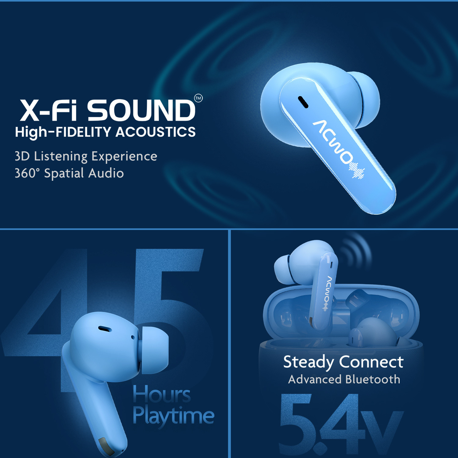 Image of ACwO DwOTS Muze: In-Built MP3 Player, TF Card, Recording, Live Listening, 45H Plytm Bluetooth