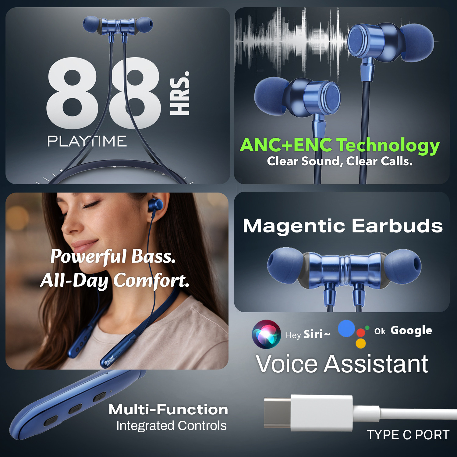 Image of Soroo Future Ultra Long Battery Neckband with 88 Hours Playback & ENC Mic Bluetooth