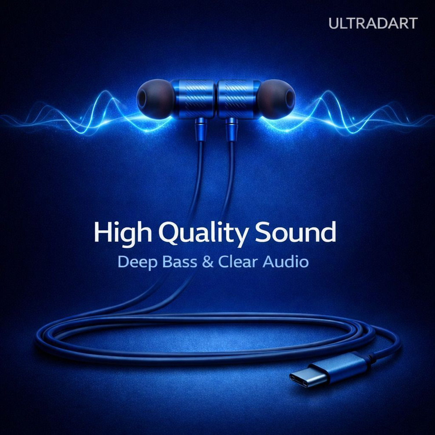 Image of ULTRADART Type C Wired Earphones with Mic, Stereo Sound, Durable Cable Wired