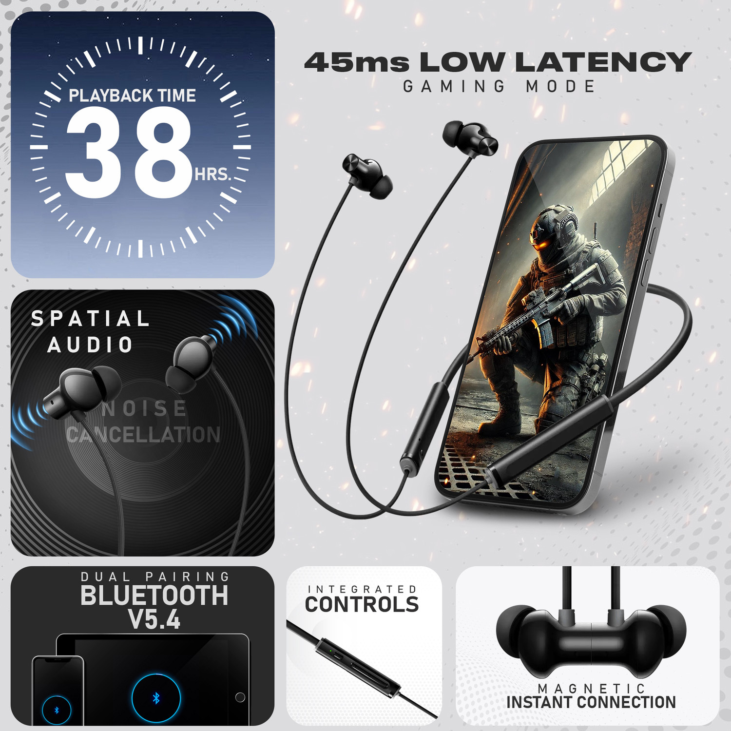 Image of TSEL Buds Wireless 5 with 50dB ANC, 360 degree Spatial Audio, IP55 and 38hrs Playback Bluetooth