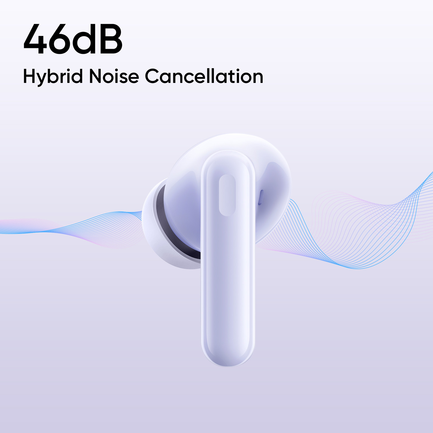 Image of realme Buds T310 with 12.4mm Driver, 46dB ANC, Spatial Audio and upto 40 hours Playback Bluetooth Headset (Monet Purple, True Wireless)