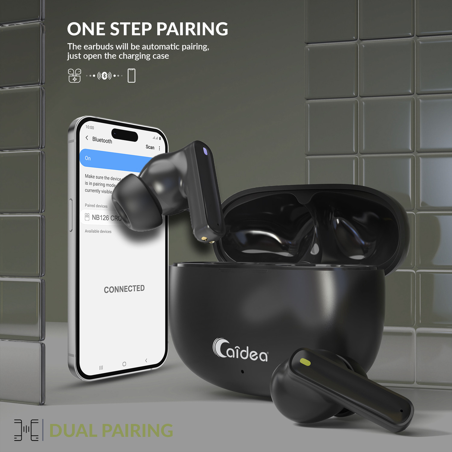 Image of Caidea TW88 Candy V5.4, Upto 60Hr Playtime* Dual Pairing Fast Charging Earbuds Bluetooth