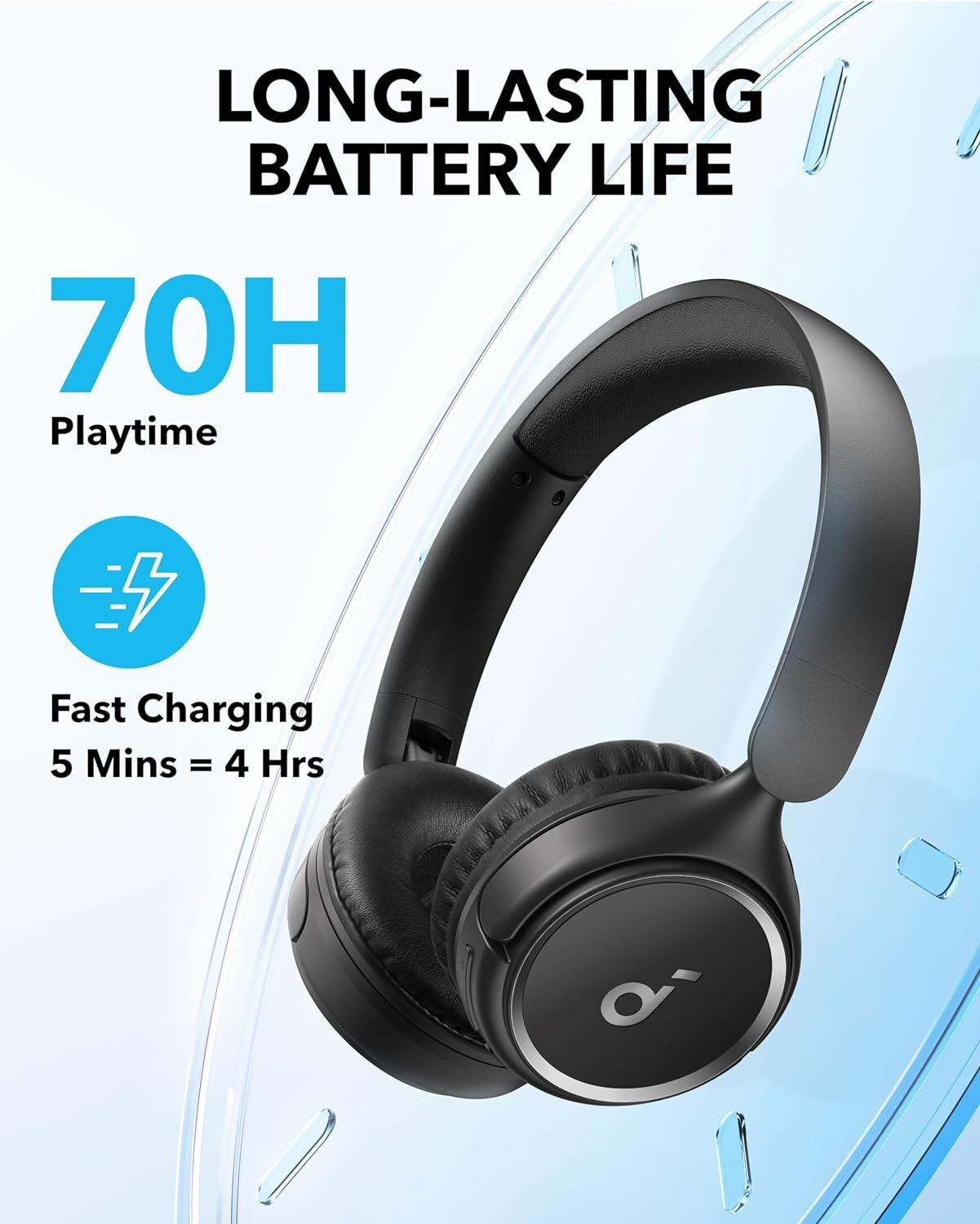 Image of soundcore by Anker H30i OnEar Headphone with 40mm pure bass drivers,70 Hrs battery,Dual connection Bluetooth
