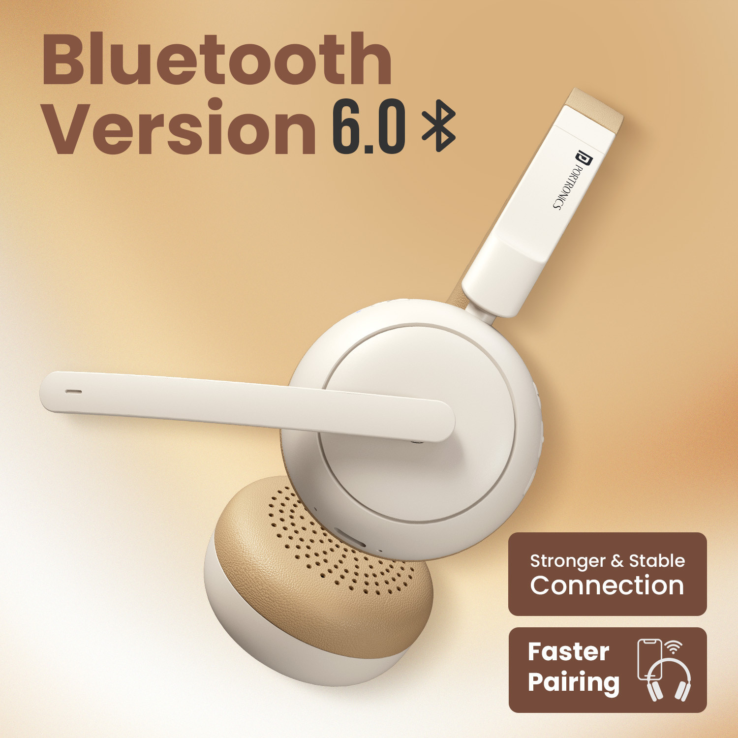 Image of Portronics Muffs A3 On ear Headphone,Inbuilt Flexible Boom Mic,Dual ENC Technology,50 Hrs Bluetooth