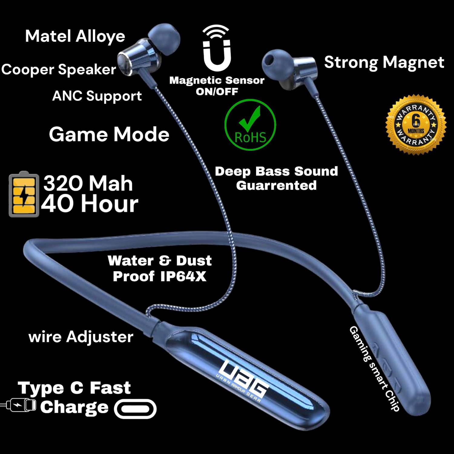 uag urbn armour gear Blutooth ANC Magnetic Neckband sv2 Gaming &