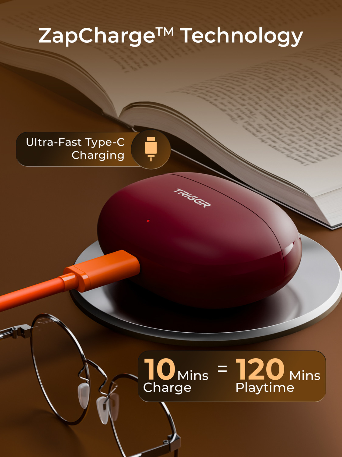 Image of TRIGGR Ultrabuds Go with 40H Playtime, AI ENC, Dynamic Drivers, Type-C Fast Charging Bluetooth
