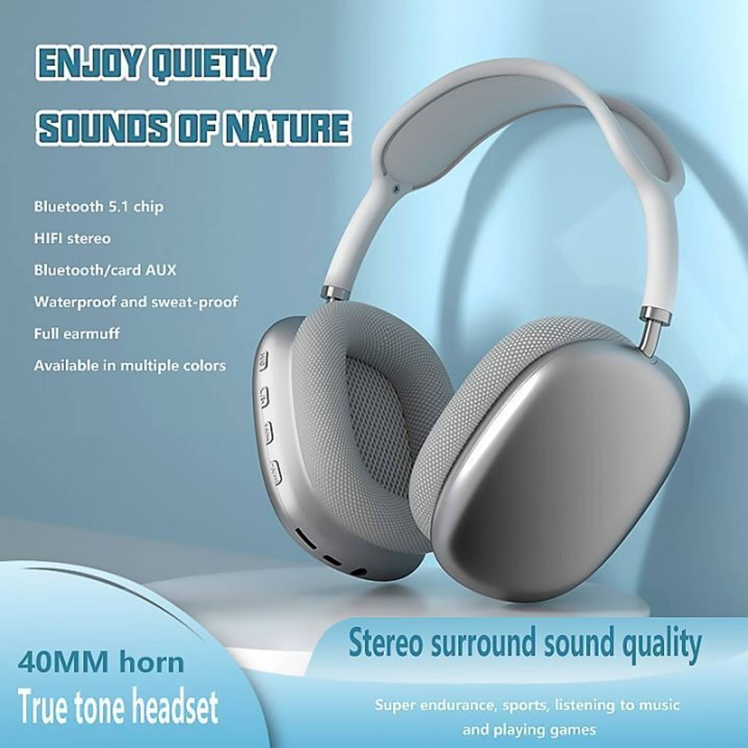 Radhe P9 Wireless 5.1 Bluetooth Headphones - Image 5