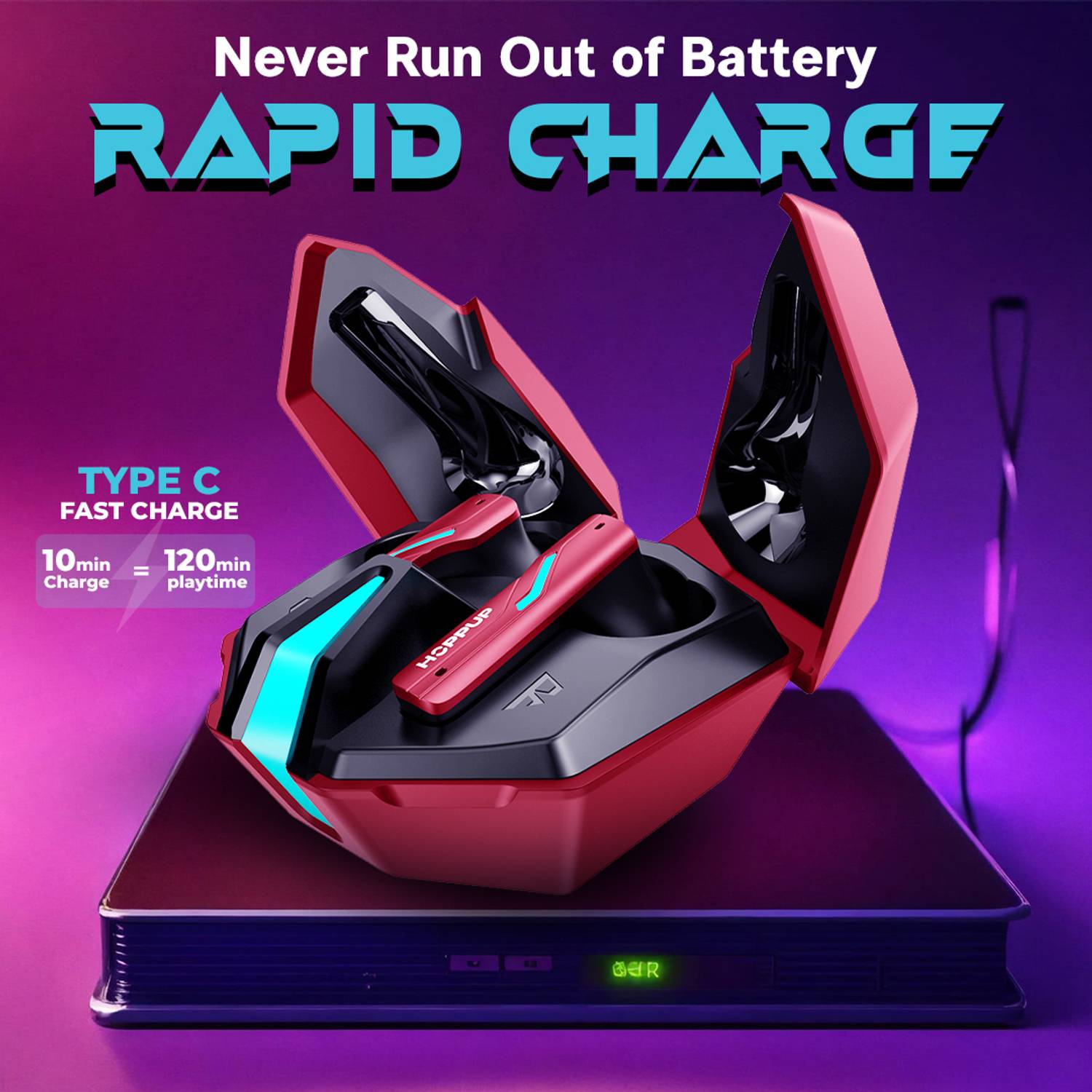 HOPPUP Xo6 Gaming Earbuds with RGB LED - Image 3