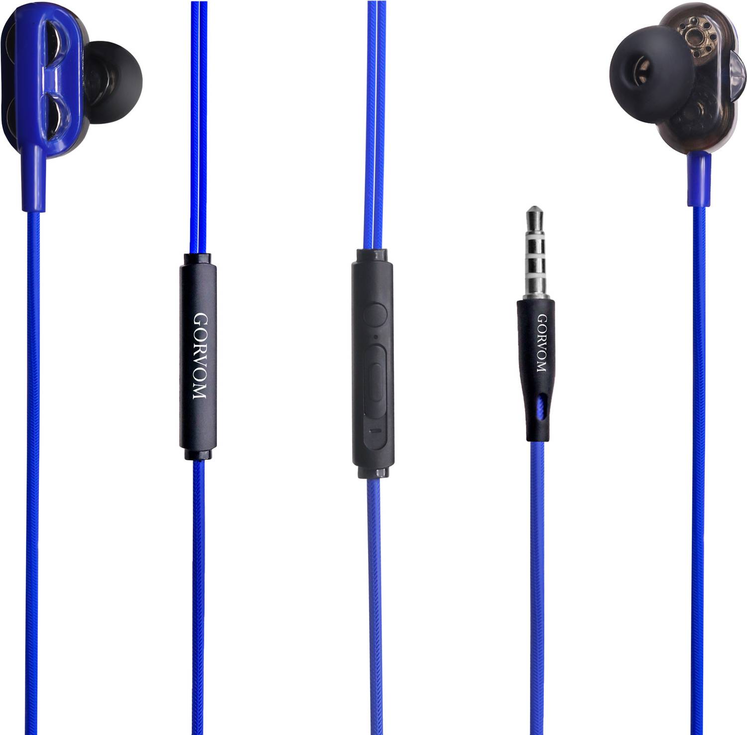 GORVOM EP303BLU In-Ear Wired Eps with Mic, IPX3, Dual Dr, N Cn, E
