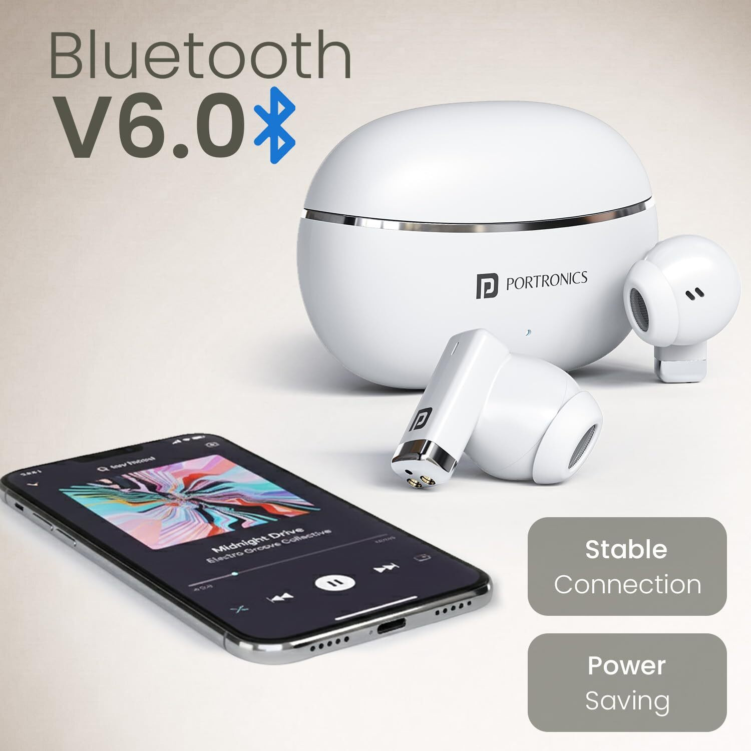 Image of Portronics Twins one In Ear Earbuds with Deep Bass,30 Hours Playtime,Game /Music Mode,BT 6.0 Bluetooth