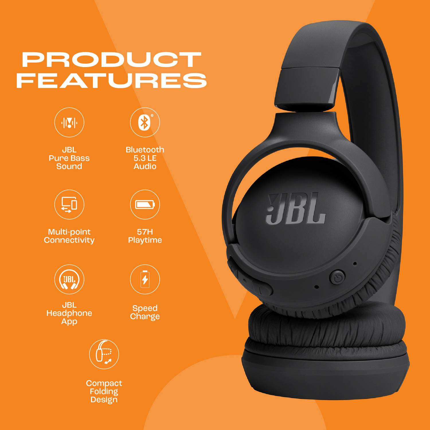 JBL Tune 520 BT 57Hr Playtime Headphones - Image 3