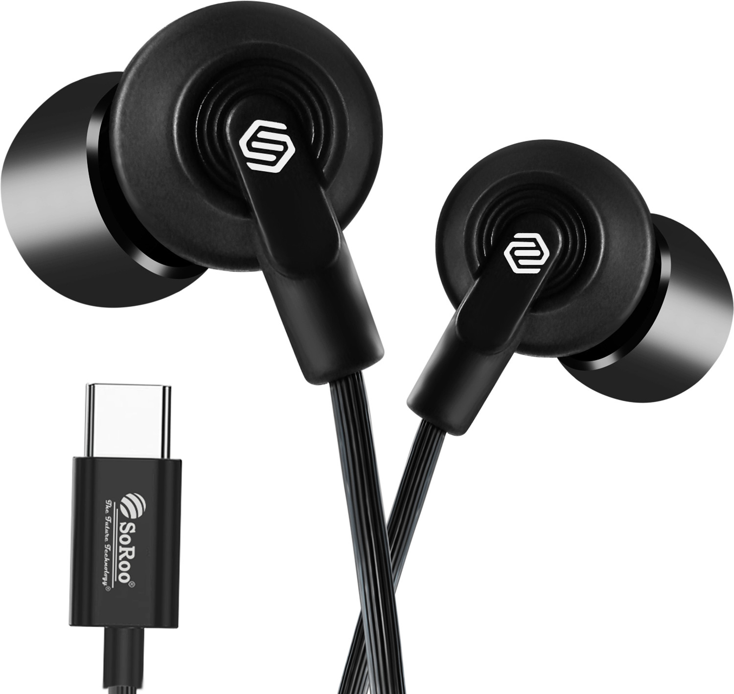 Image of Soroo Future Type-C Wired Earphones with HD Sound, In-Line Mic & Tangle-Free Magnetic Earbud Wired