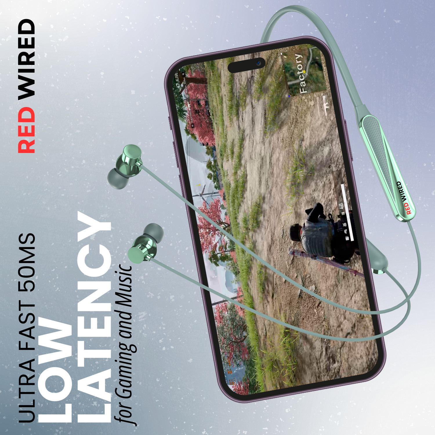 Image of RED WIRED Bluetooth Headphone - 100Hours Playtime Wireless Neckband headphones Earphone-4 Bluetooth Gaming